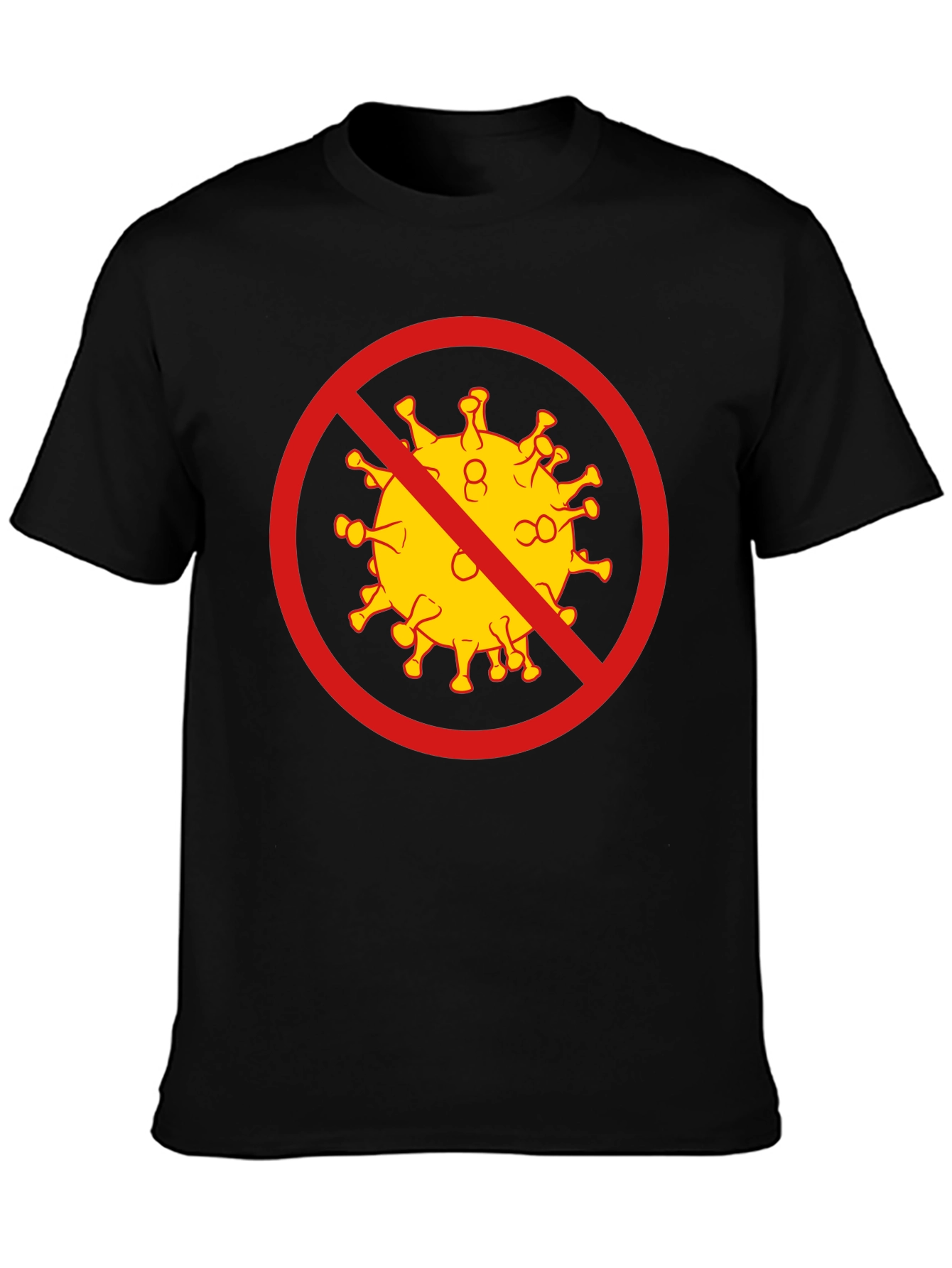 Black Anti-Coronavirus Graphic Tee - Black Cotton T-Shirt view 3