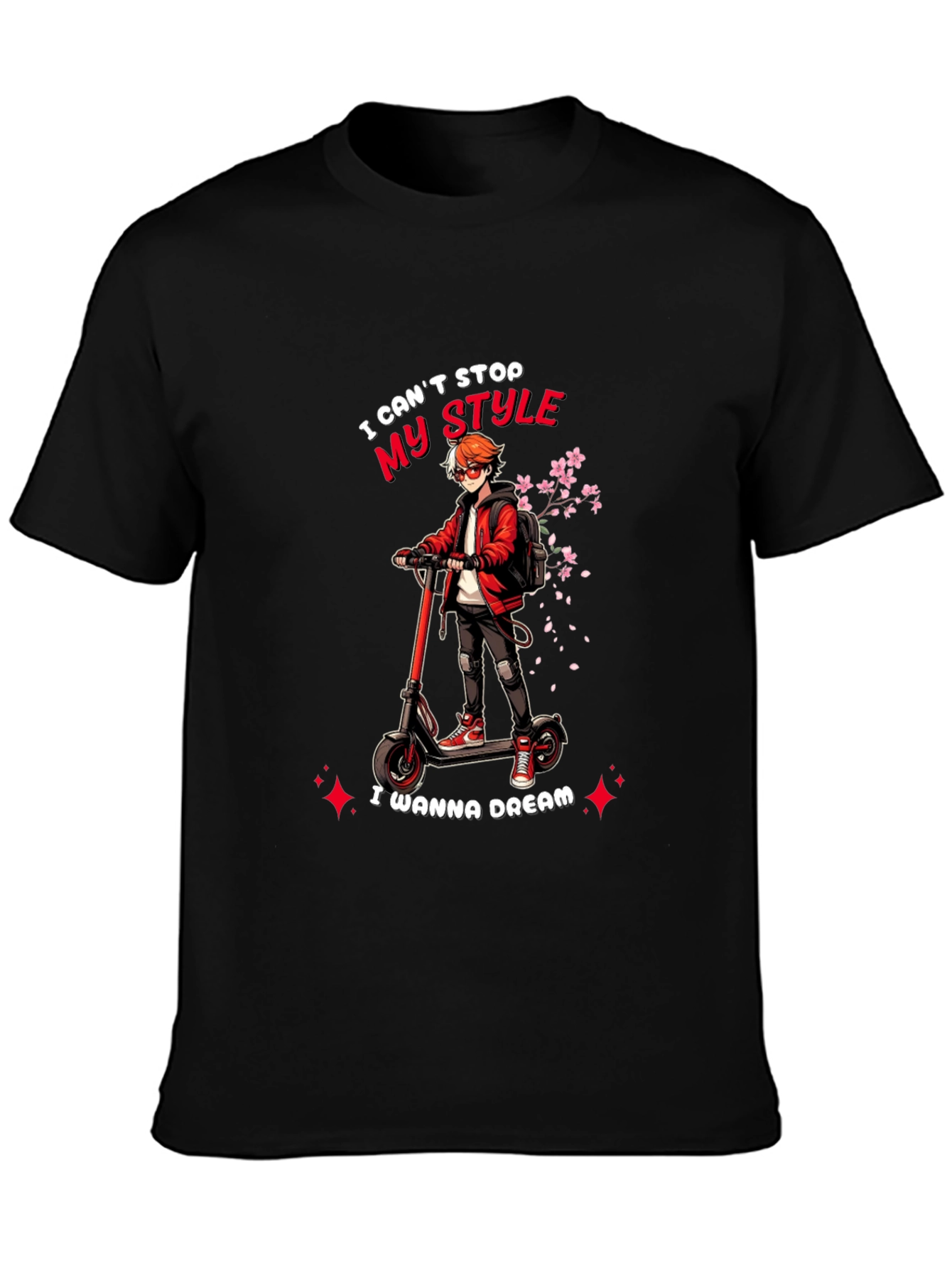 Black Stylish Anime T-Shirt - I Can't Stop My Style - Dream view 3