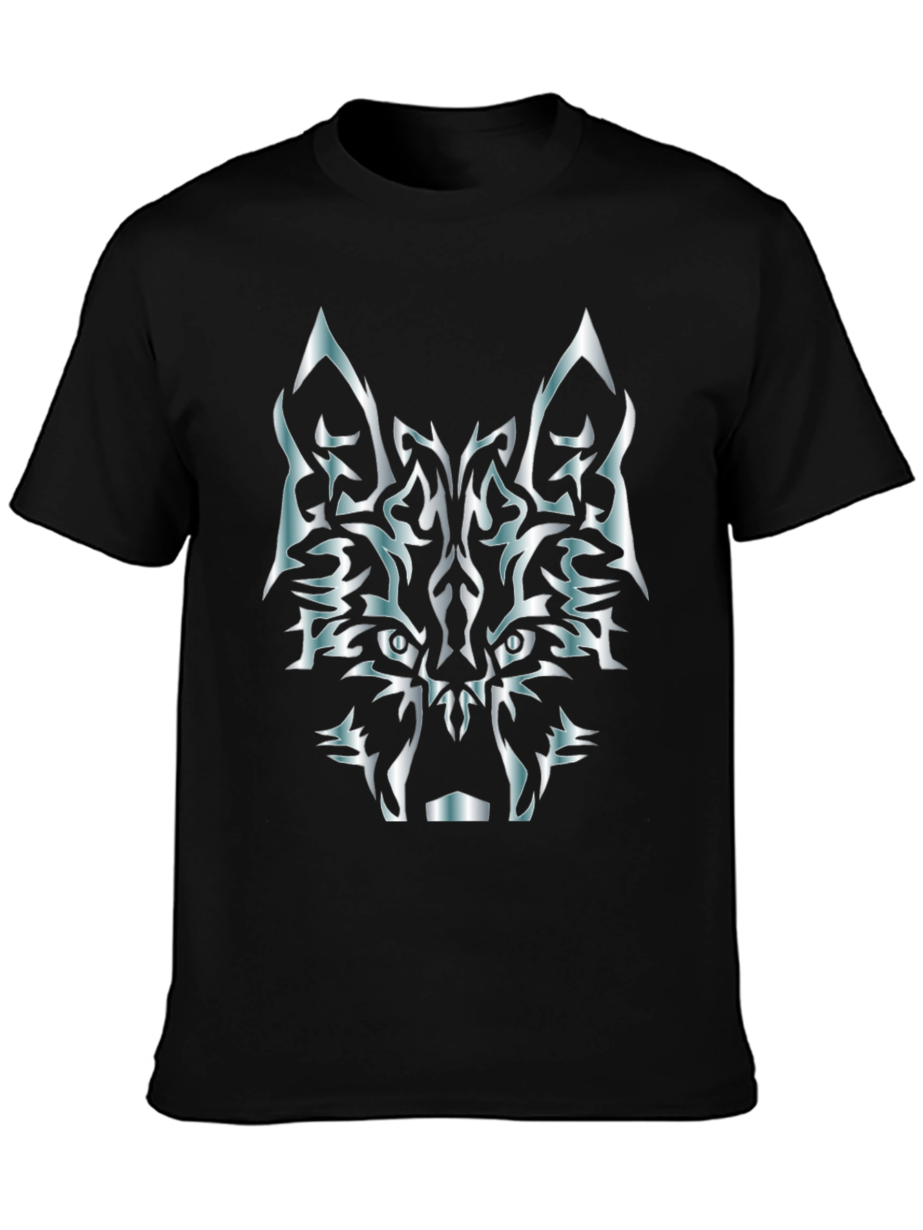 Black Tribal Wolf T-Shirt - Black Graphic Tee view 3