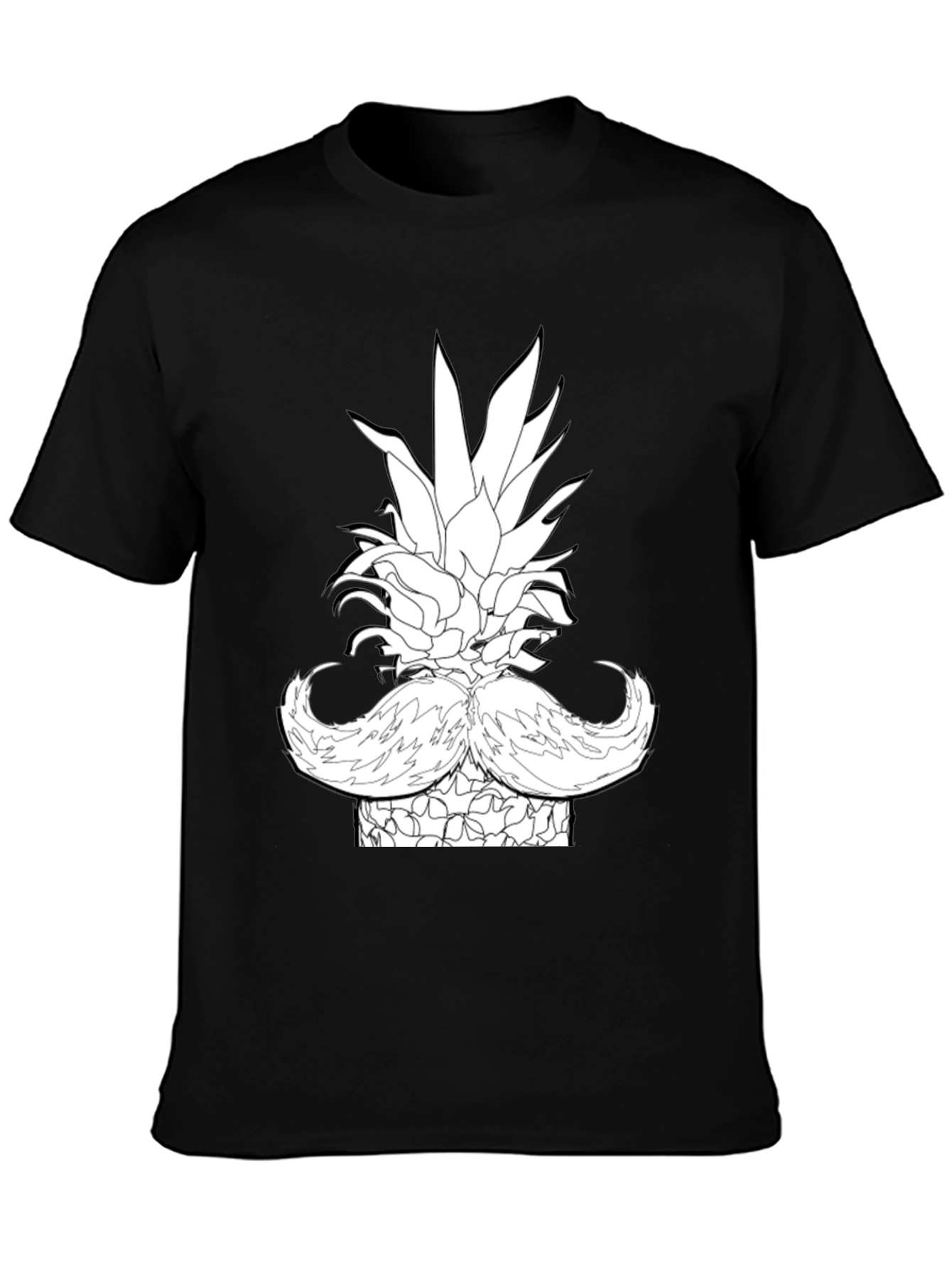 Black Pineapple Mustache Graphic T-Shirt - Black view 3