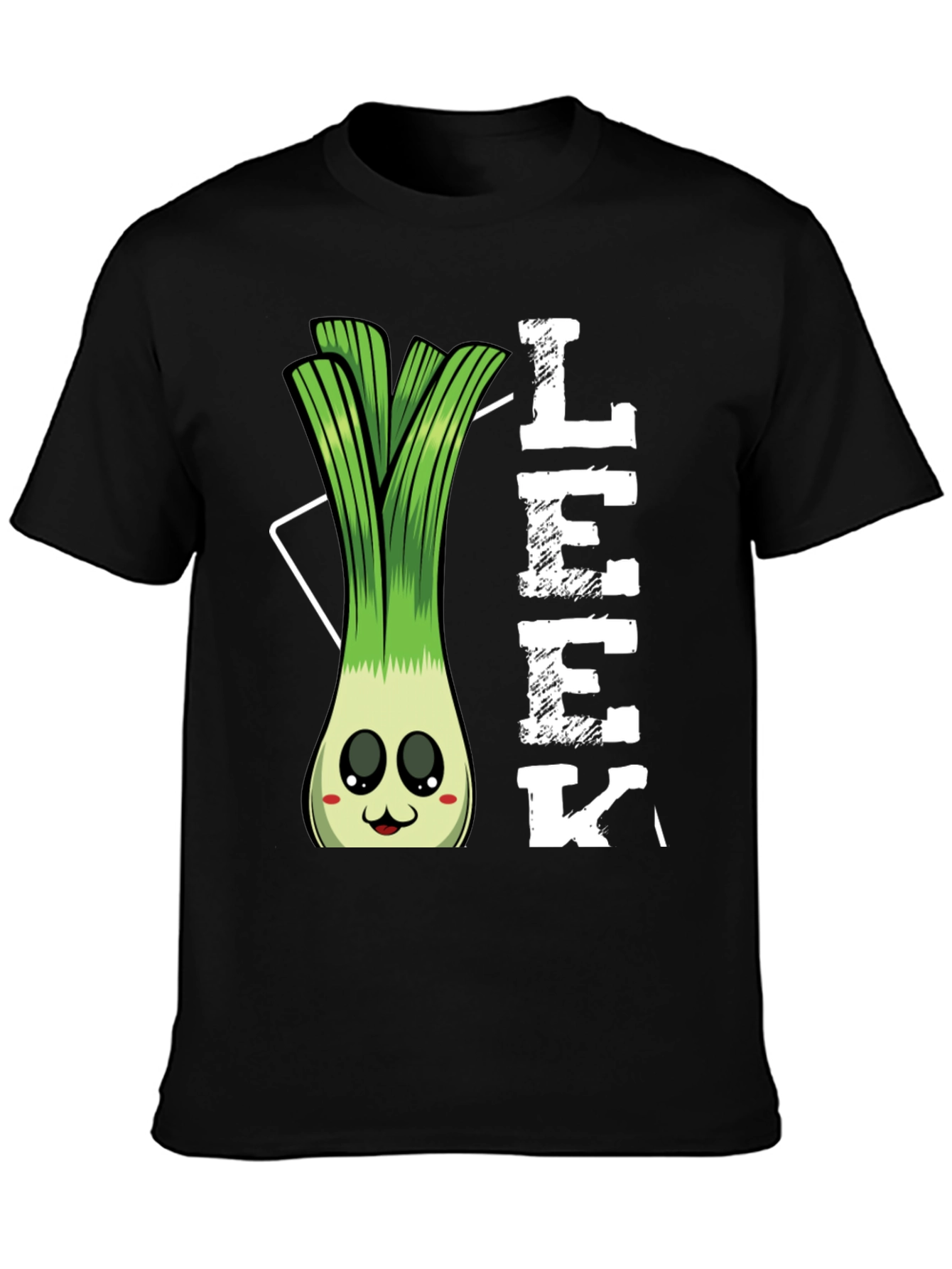 Black Funny Leek Cartoon T-Shirt view 3