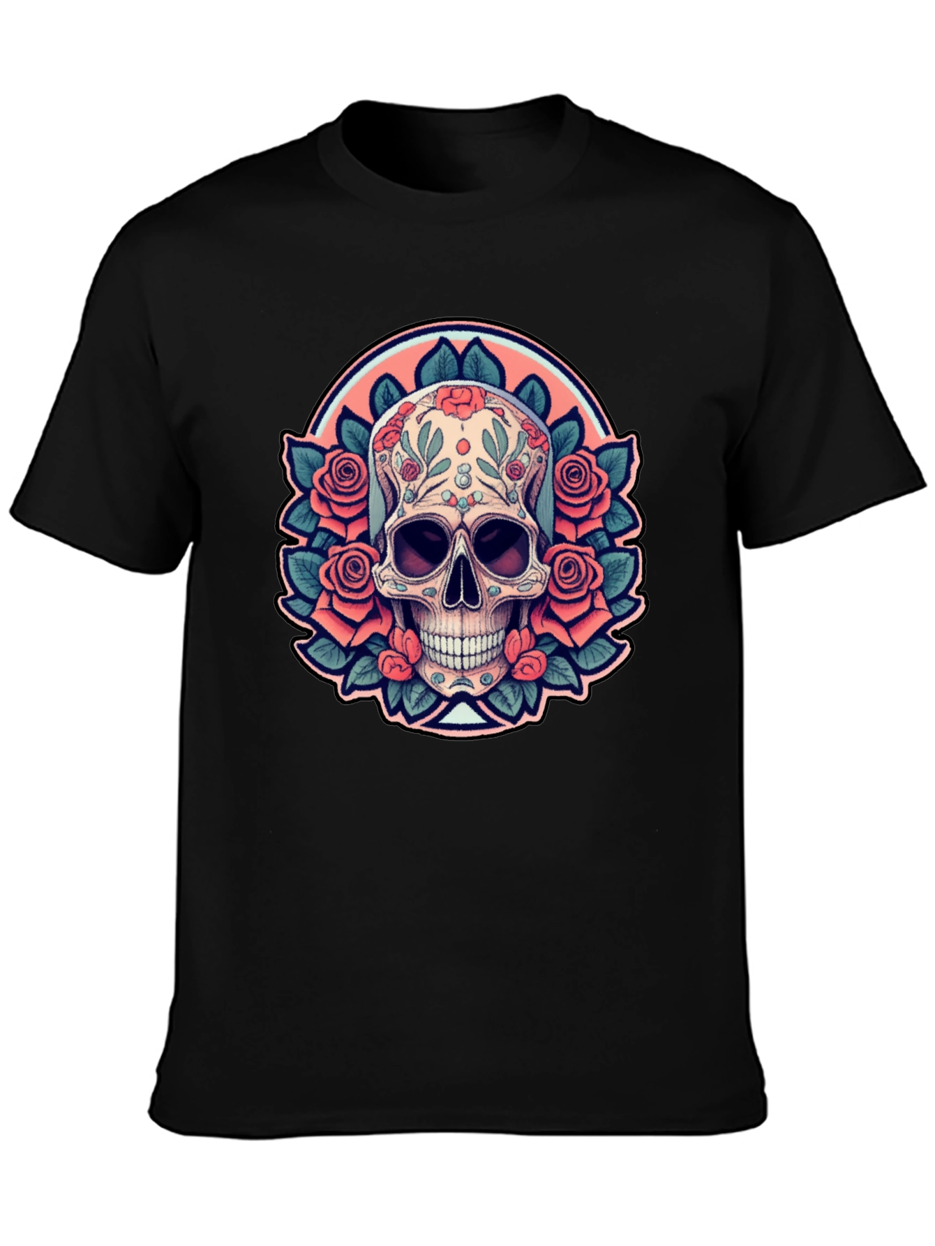 Black Sugar Skull Rose Black T-Shirt view 3