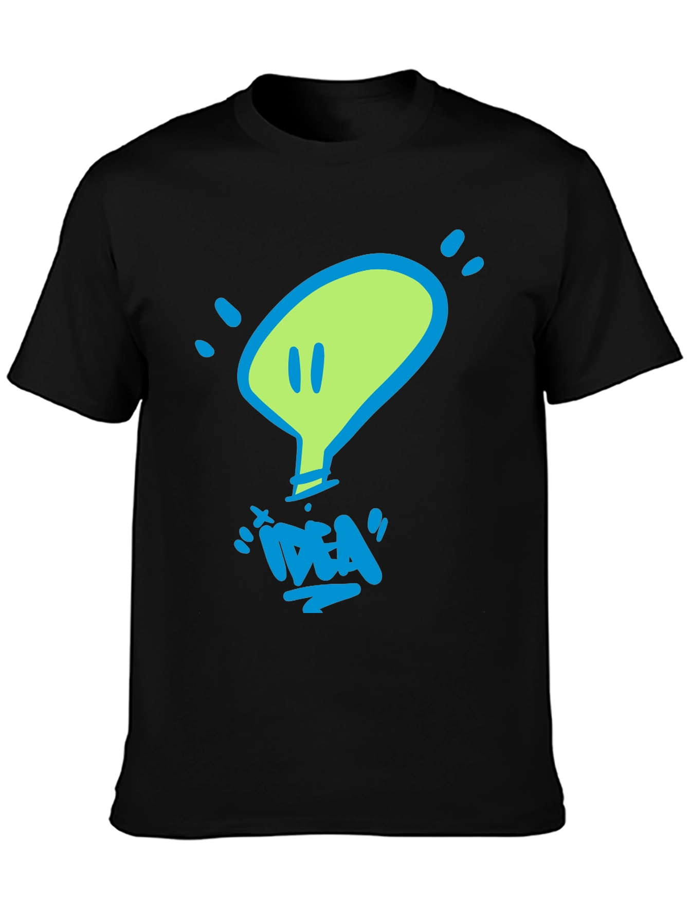 Black Idea Lightbulb Graphic T-Shirt - Unisex Crew Neck view 3