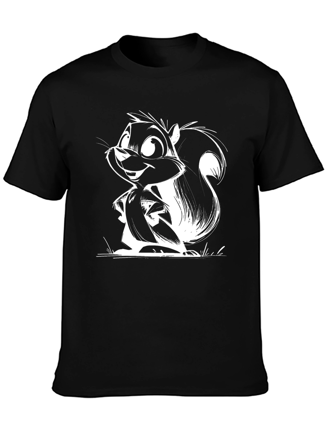 Black Squirrel Cartoon Graphic Black T-Shirt view 3