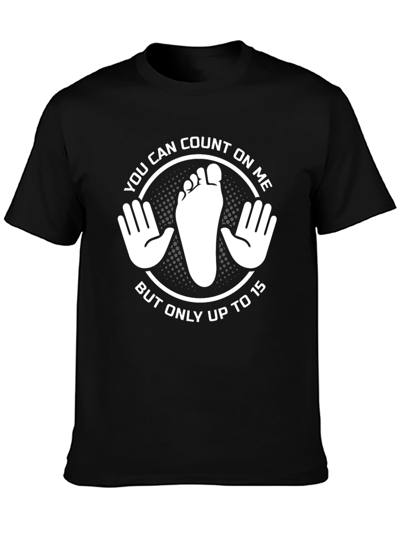 Black Funny Counting Hands and Foot Black T-Shirt view 3