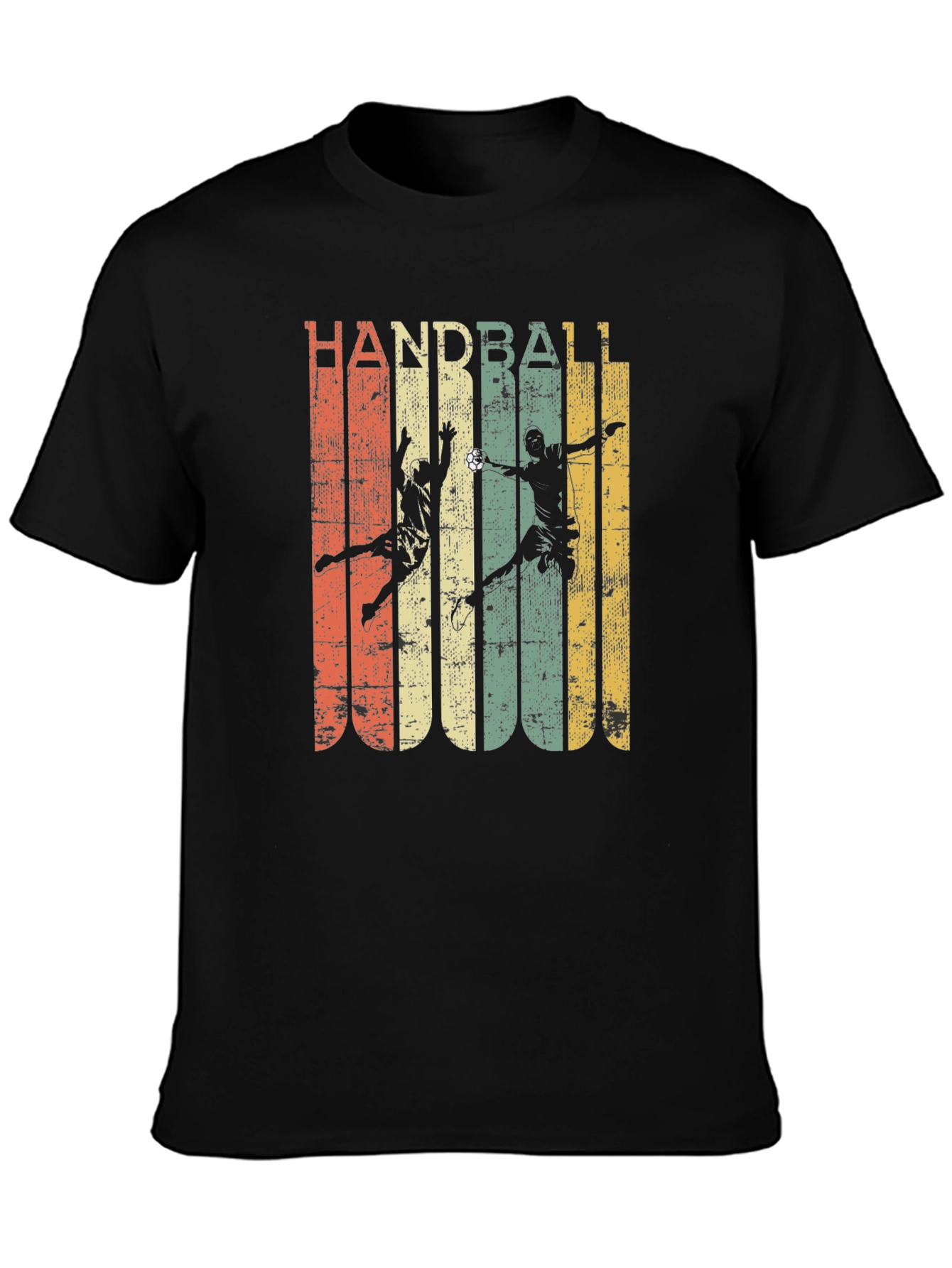 Black Vintage Handball Graphic Tee - Retro Sport T-Shirt view 3