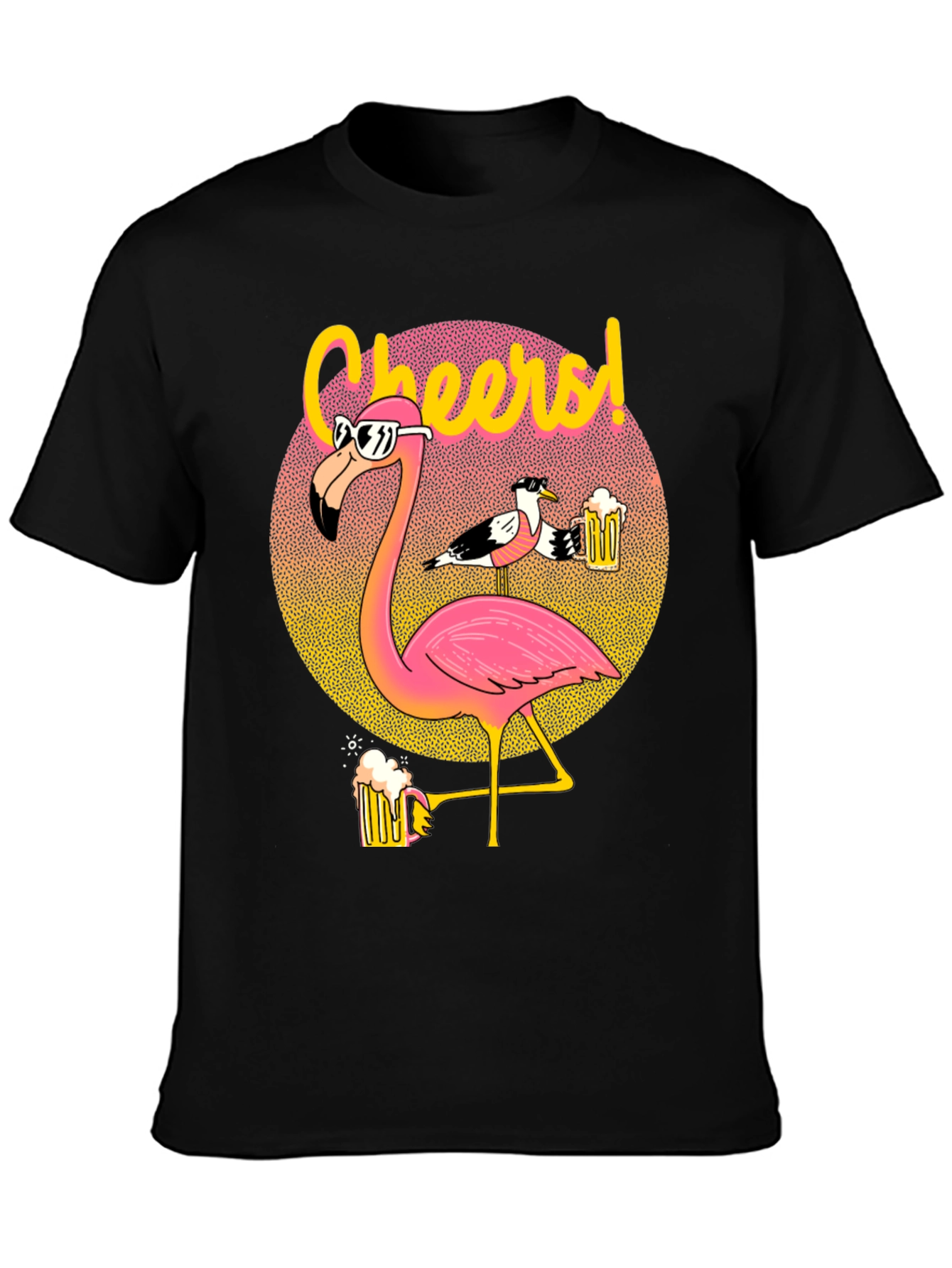 Black Cheers Flamingo Graphic T-Shirt view 3