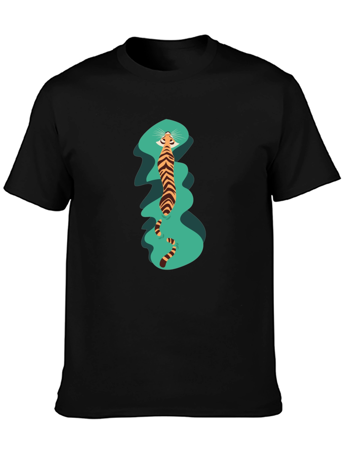 Black Stylish Black T-Shirt with Tiger Print view 3