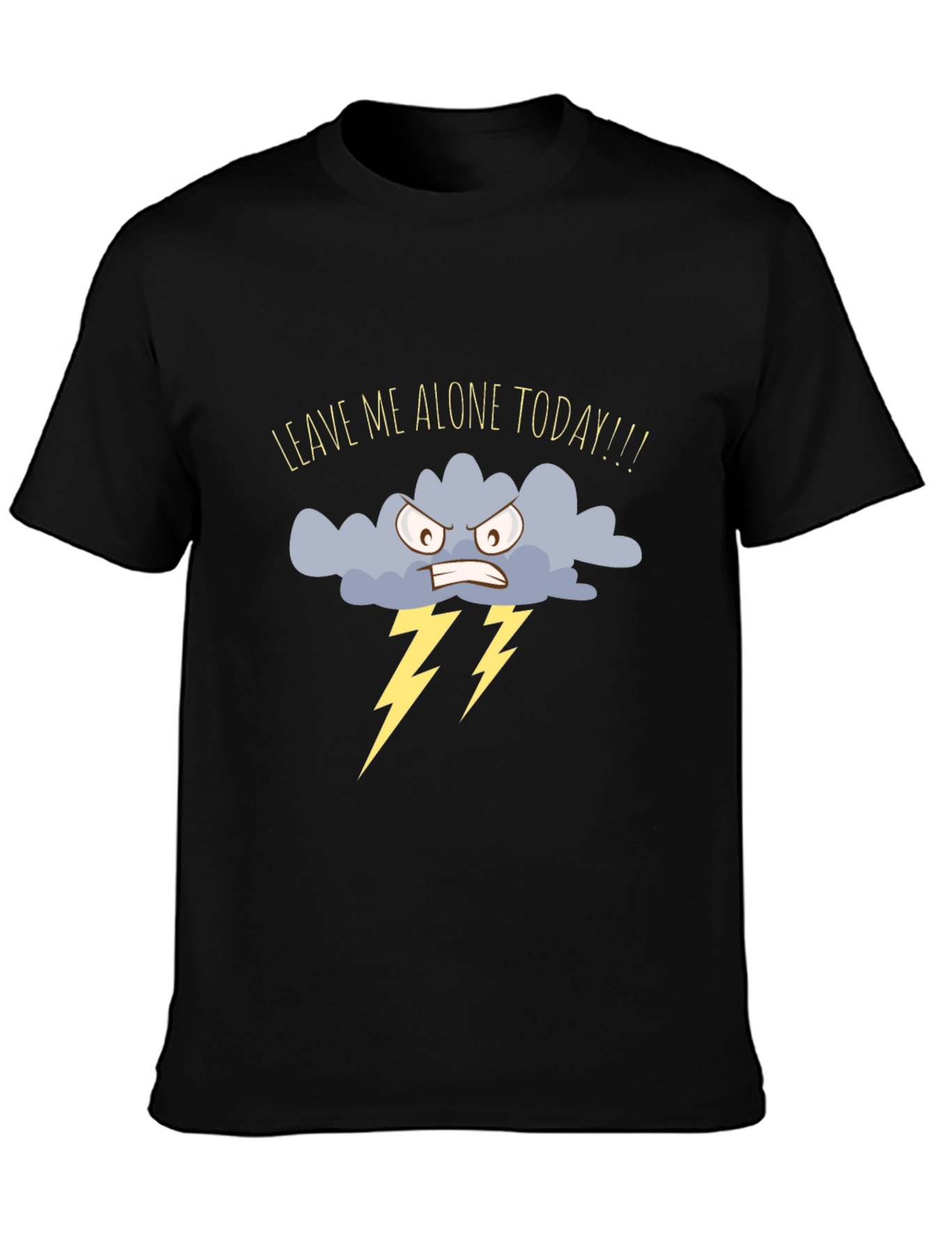 Black Leave Me Alone Today T-Shirt - Angry Cloud Graphic Tee view 3
