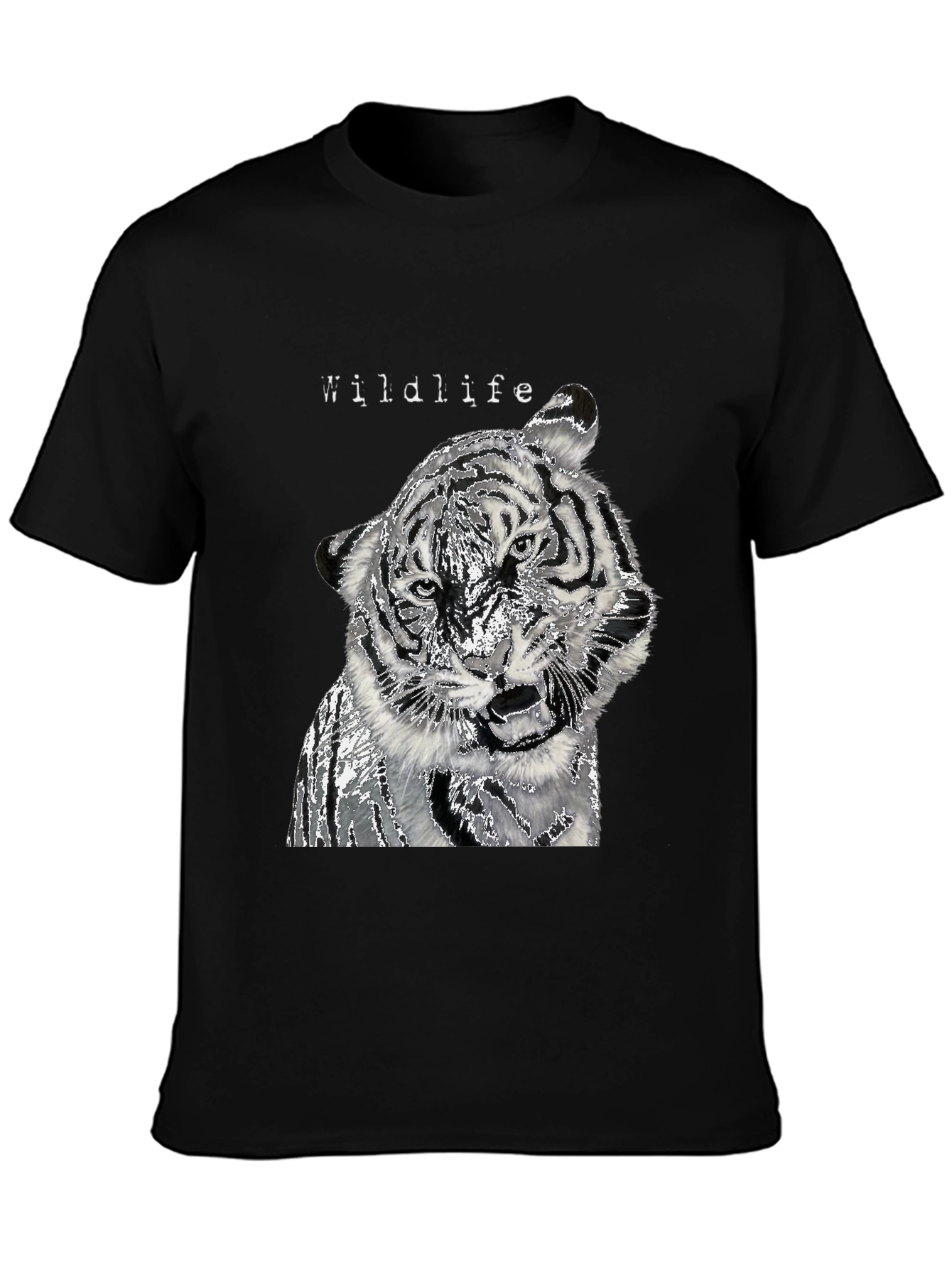 Black Wildlife Tiger Graphic Black T-Shirt view 3