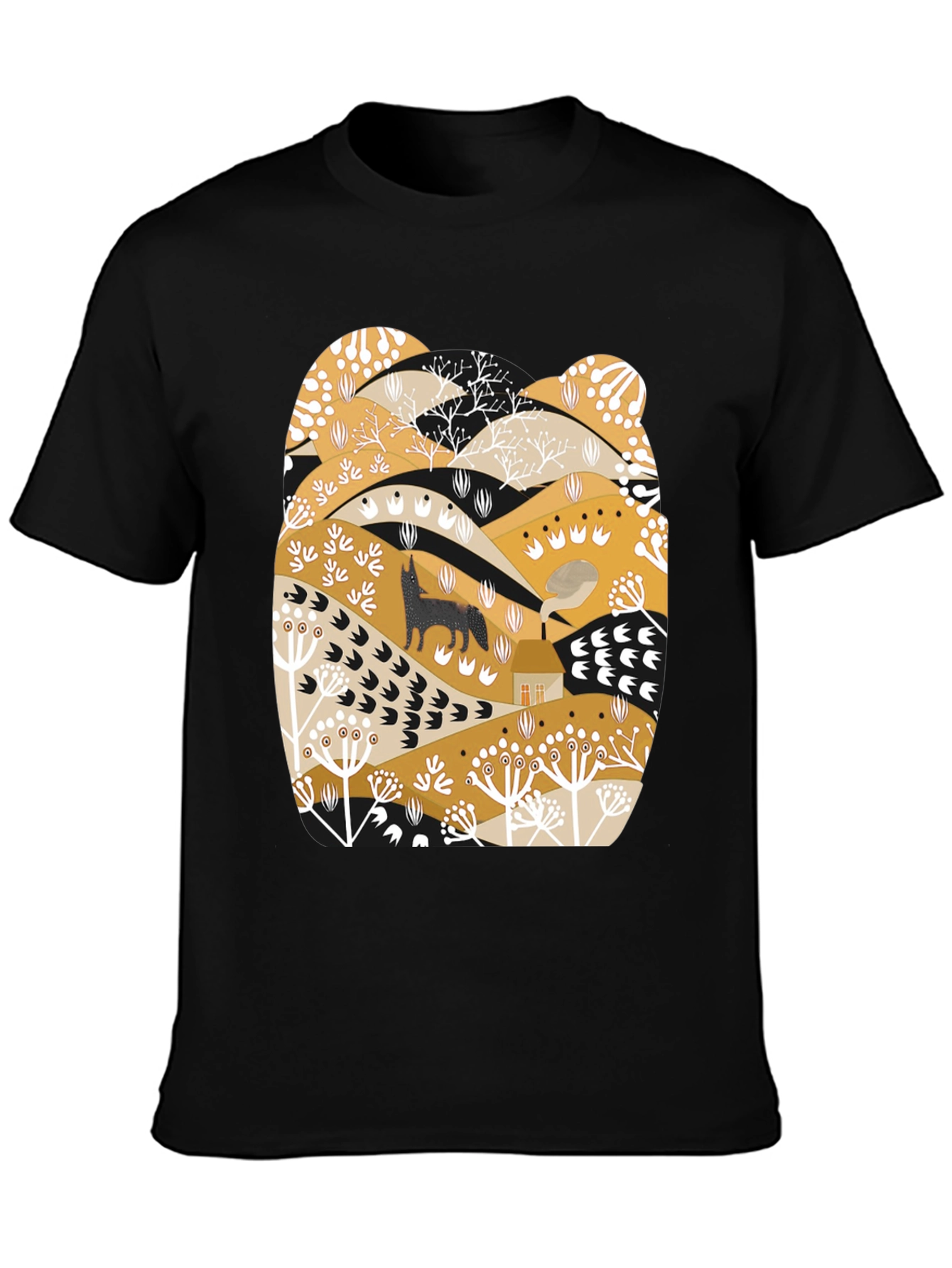 Black Wolf Landscape Graphic Tee - Black view 3