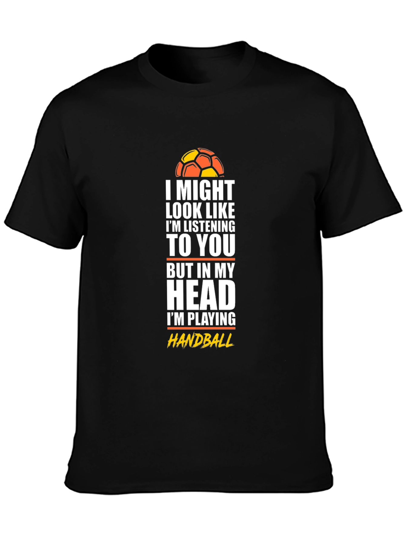 Black Funny Handball T-Shirt - I'm Playing Handball in My Head view 3