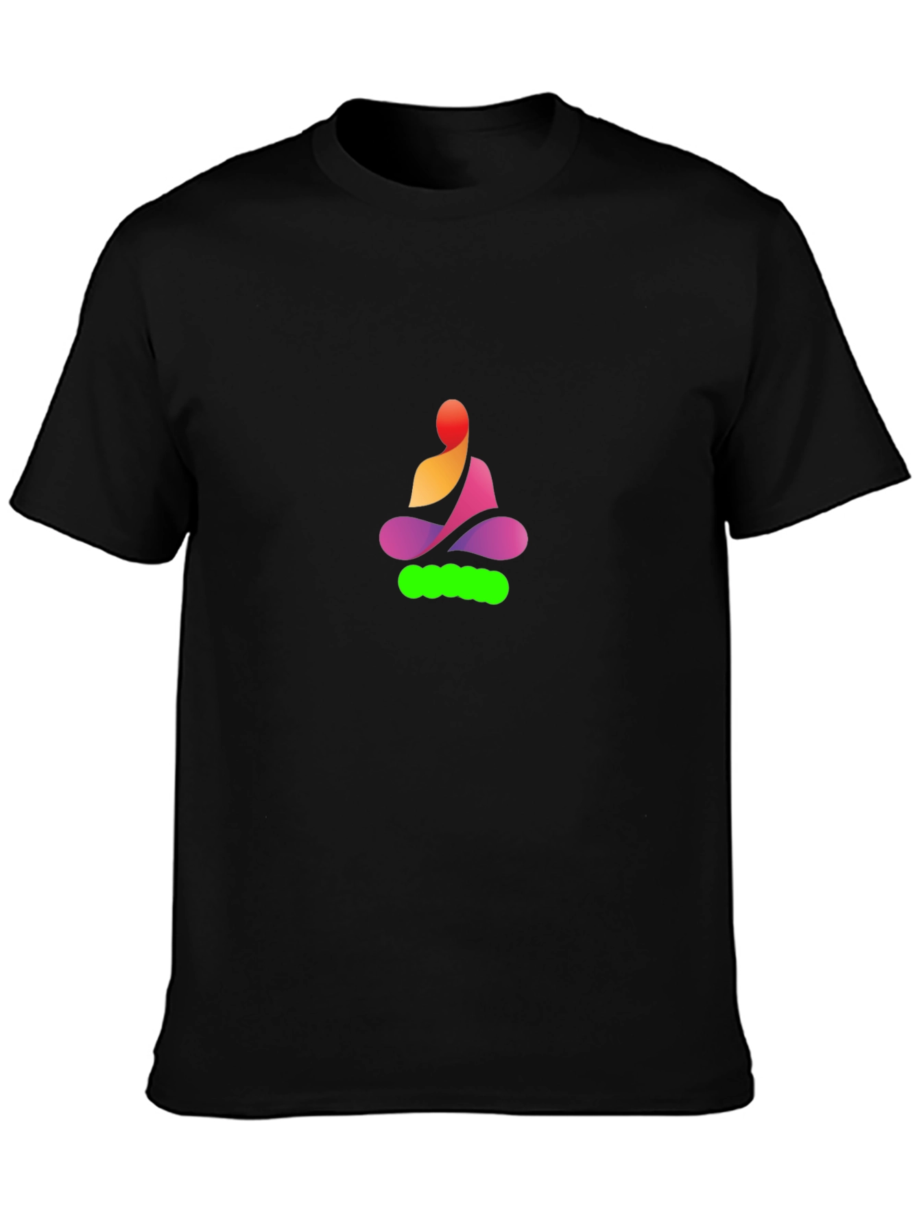 Black Meditative Figure Graphic Tee - Casual Black T-Shirt view 3