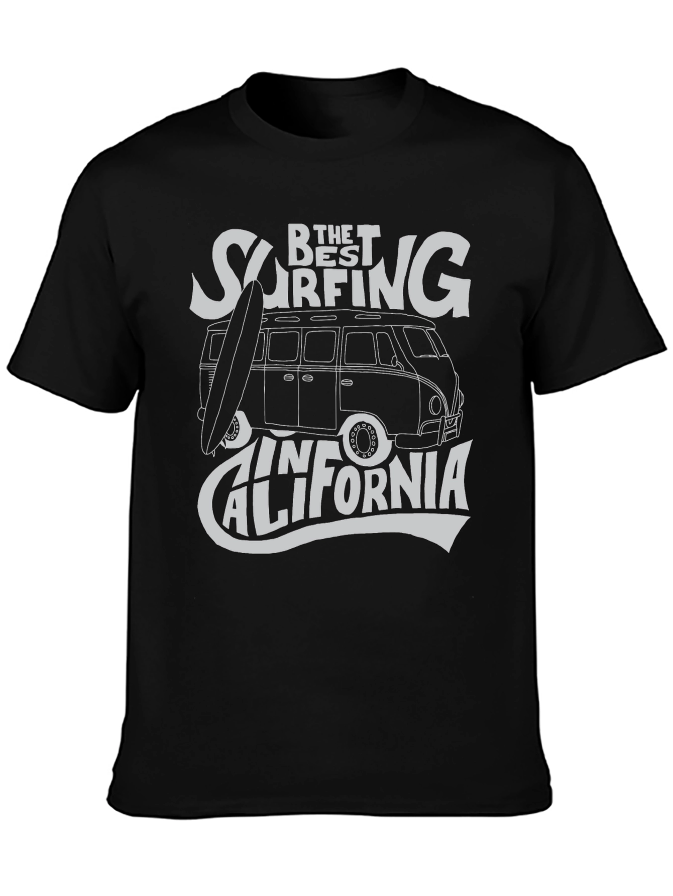 Black Surfing California Graphic Tee - Black Cotton T-Shirt view 3