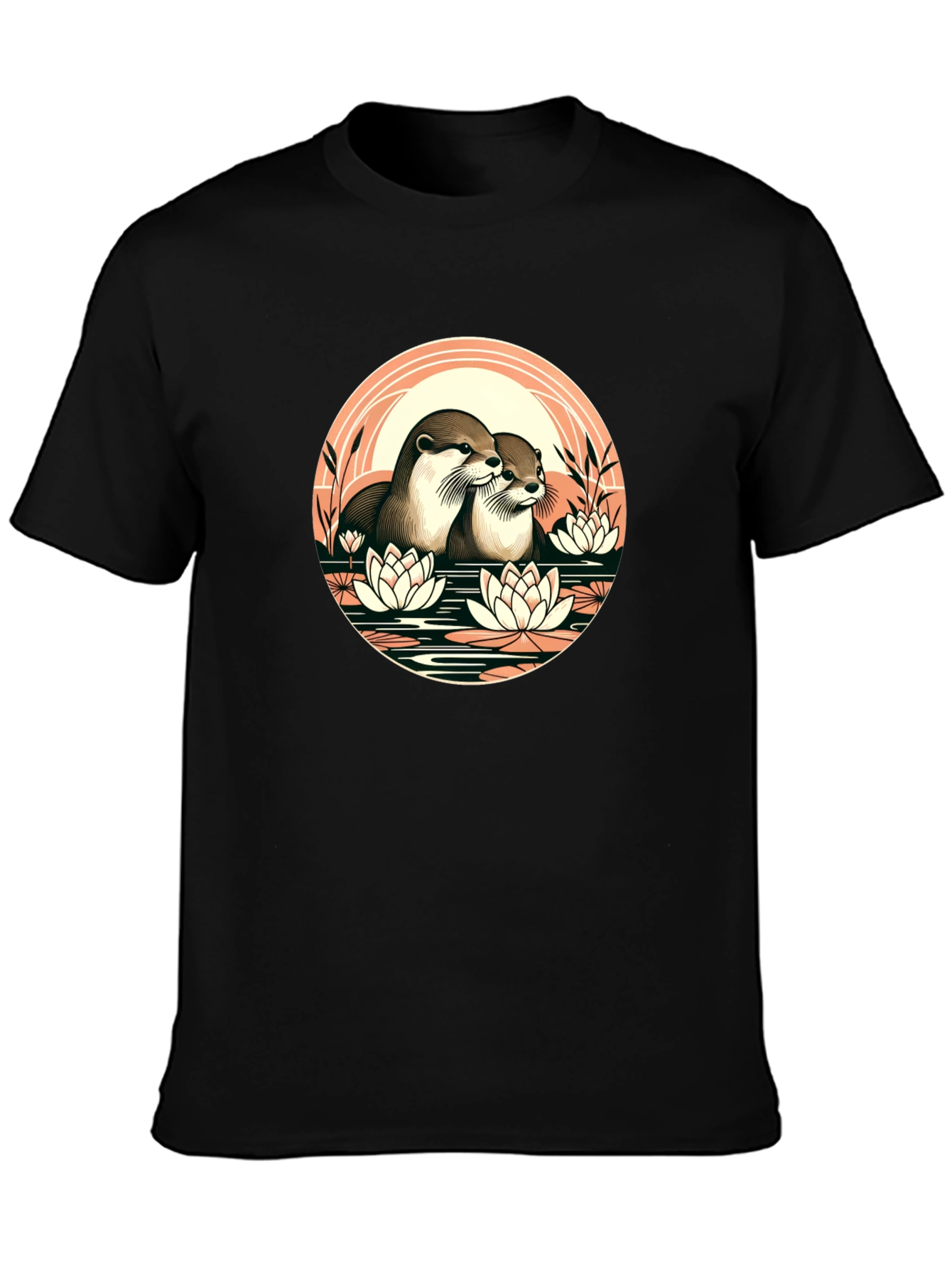 Black Otter Love T-Shirt - Nature Inspired Design view 3