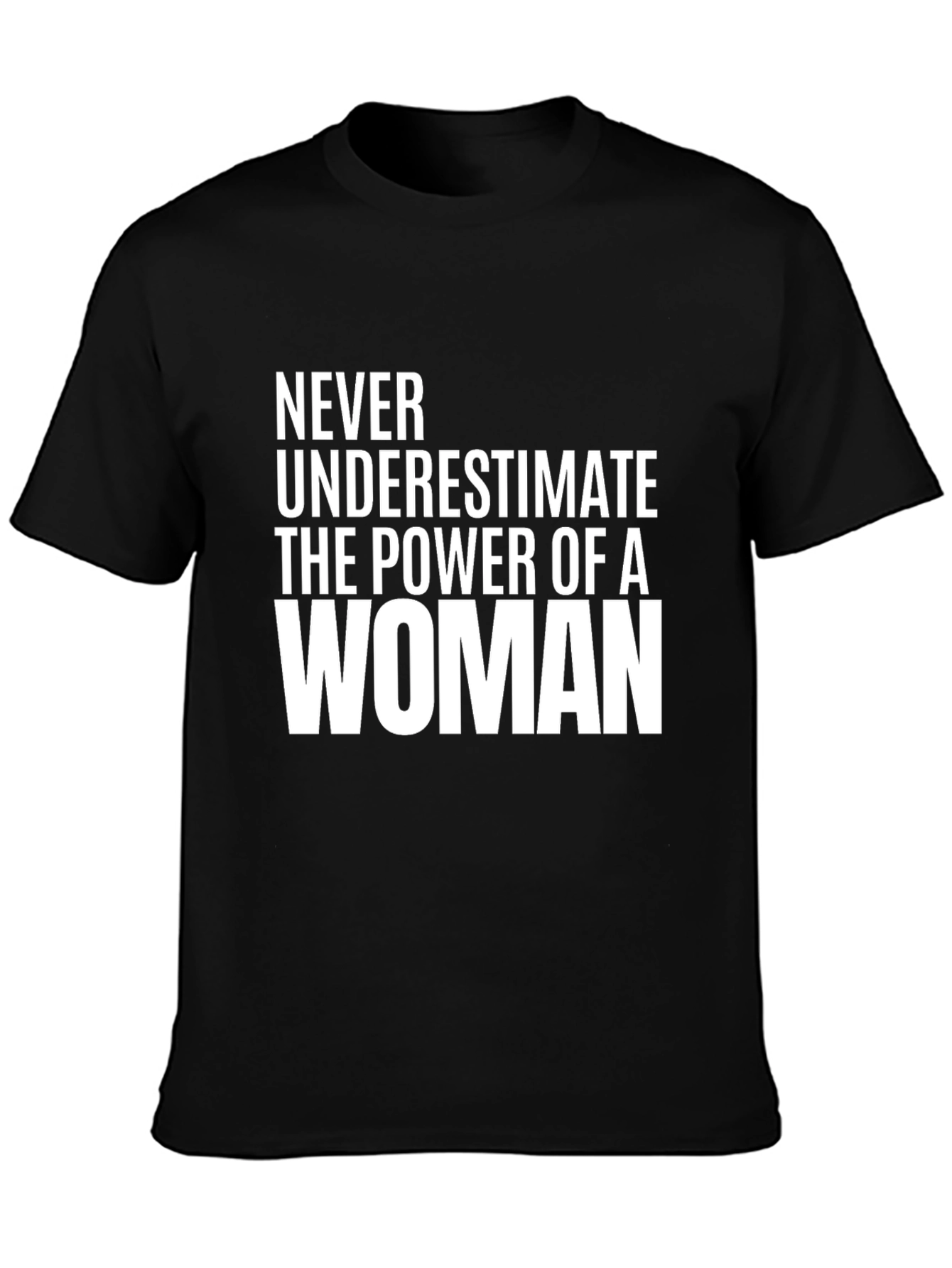Black Powerful Woman Graphic Tee - Black Cotton T-Shirt view 3
