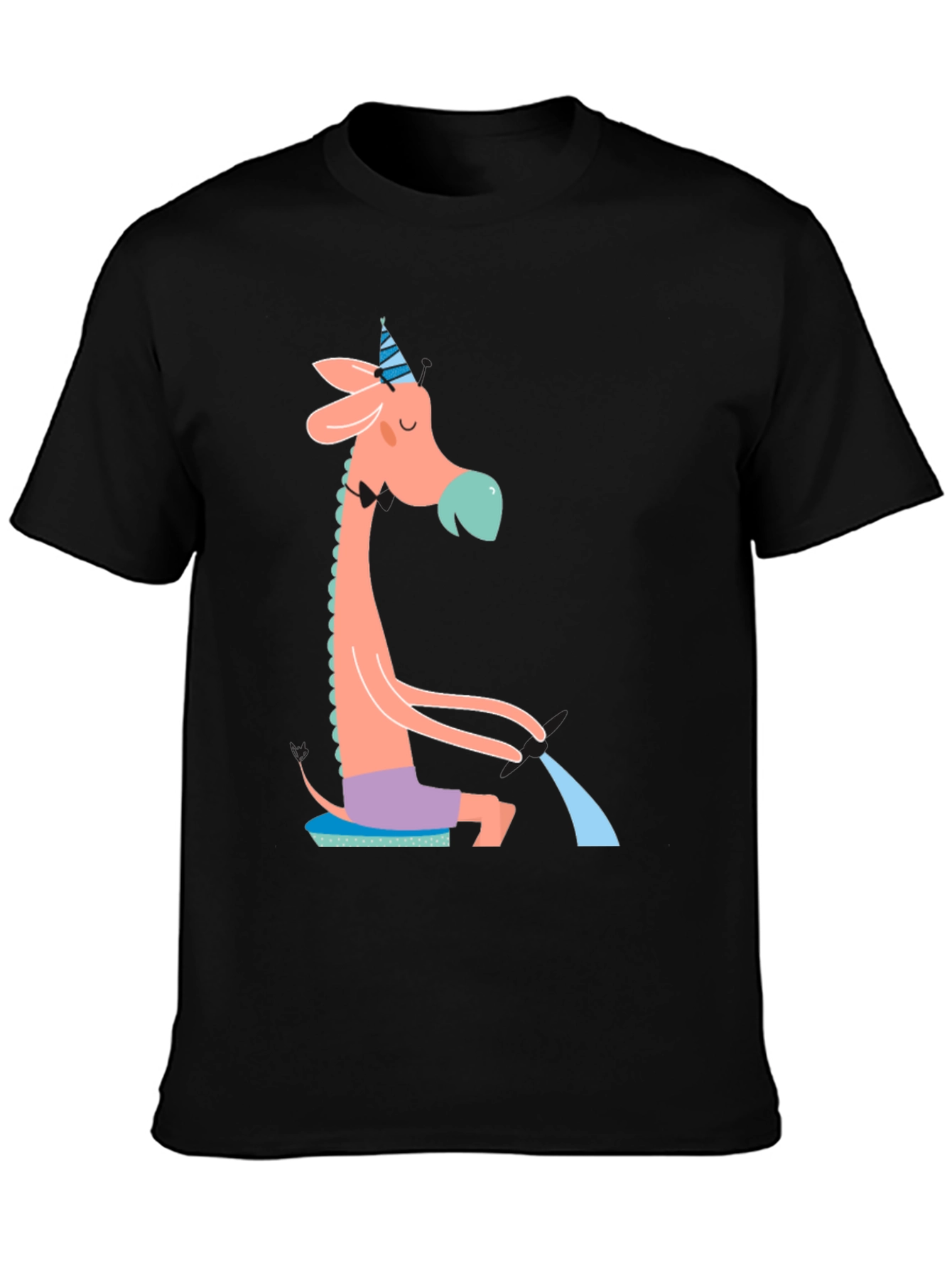Black Whimsical Giraffe T-Shirt - Quirky Novelty Tee view 3