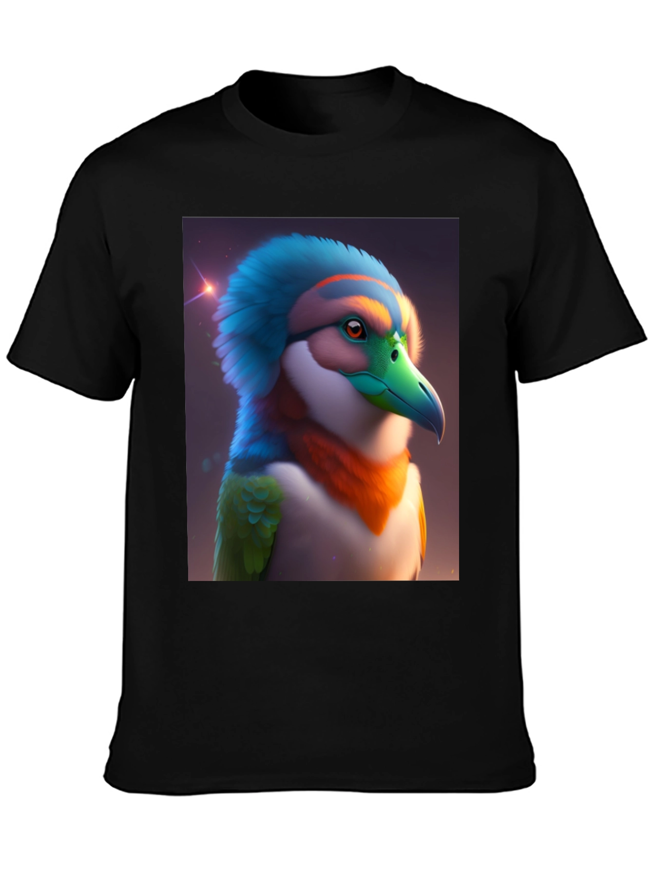 Black Exotic Bird Graphic Tee - Unique Colorful Bird Design view 3