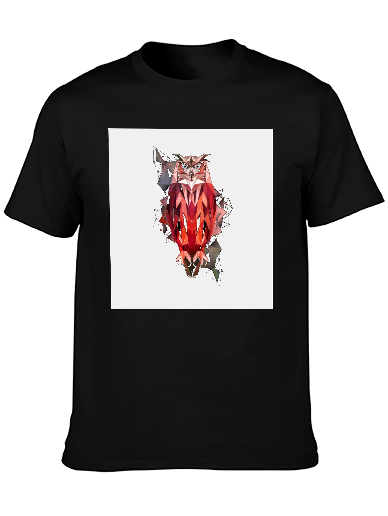 Black Geometric Owl Graphic Tee - Modern Art Style view 3