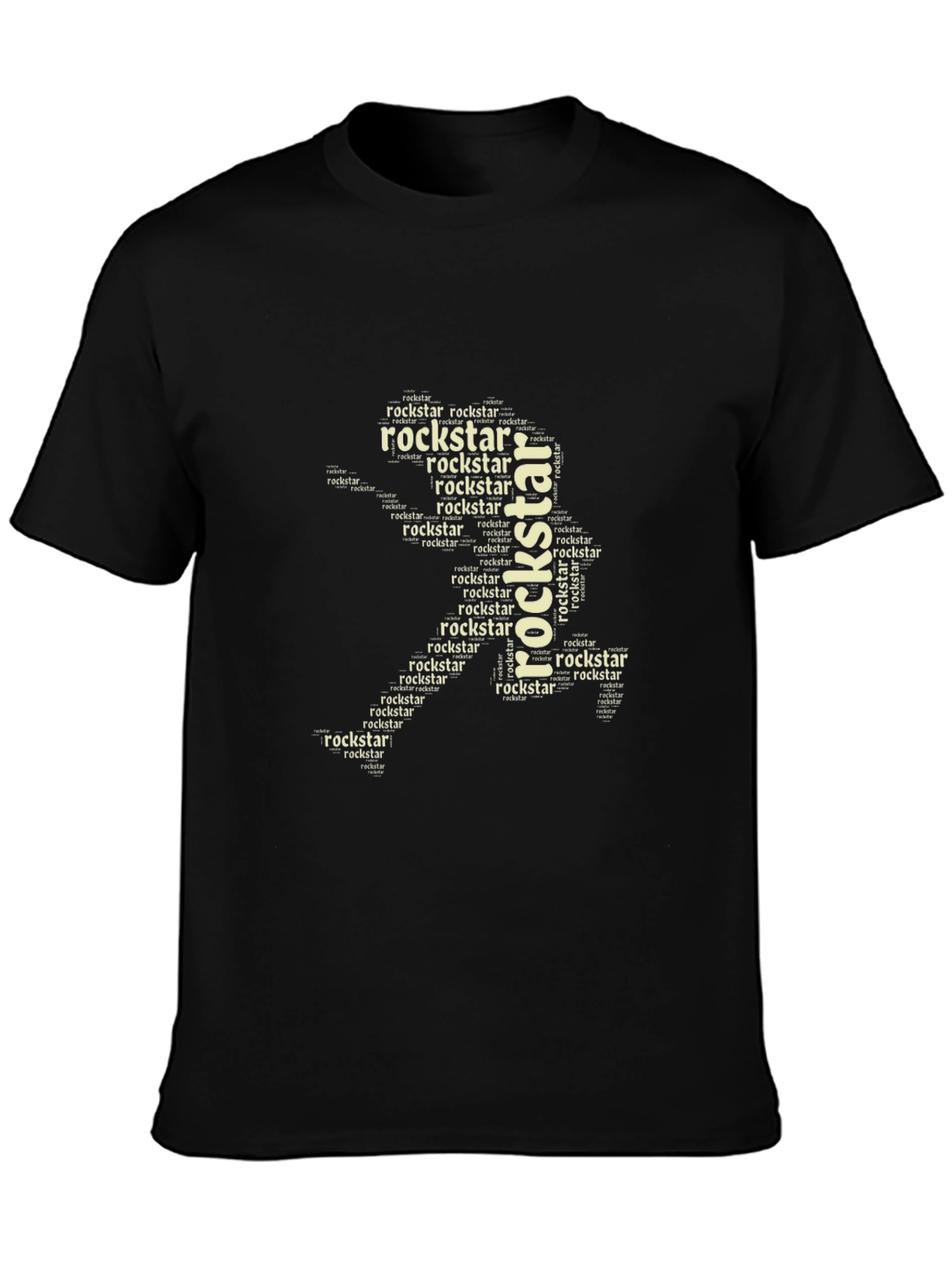 Black Rockstar Word Art Black T-Shirt view 3