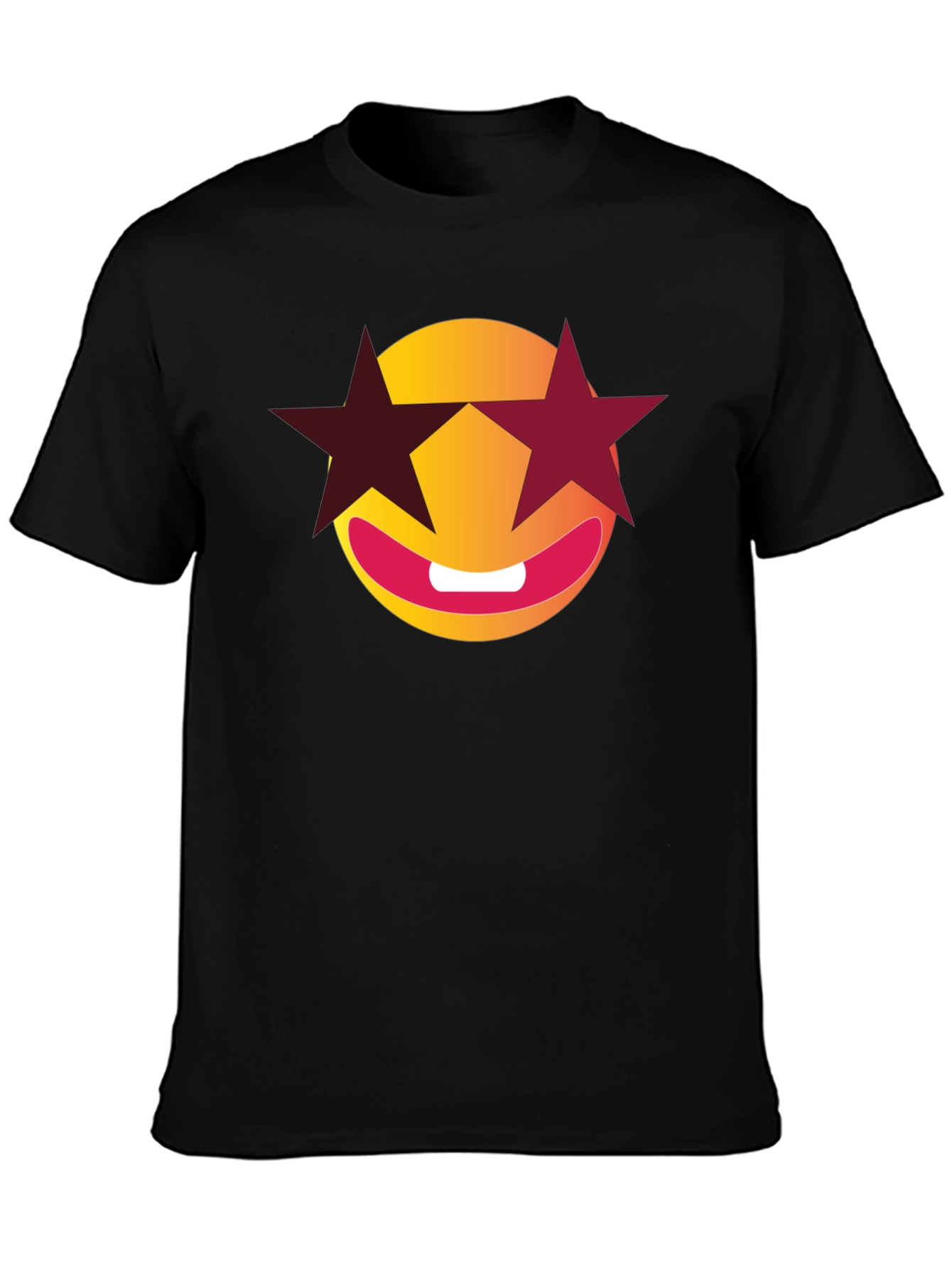 Black Smiley Face with Star Shades Graphic T-Shirt view 3