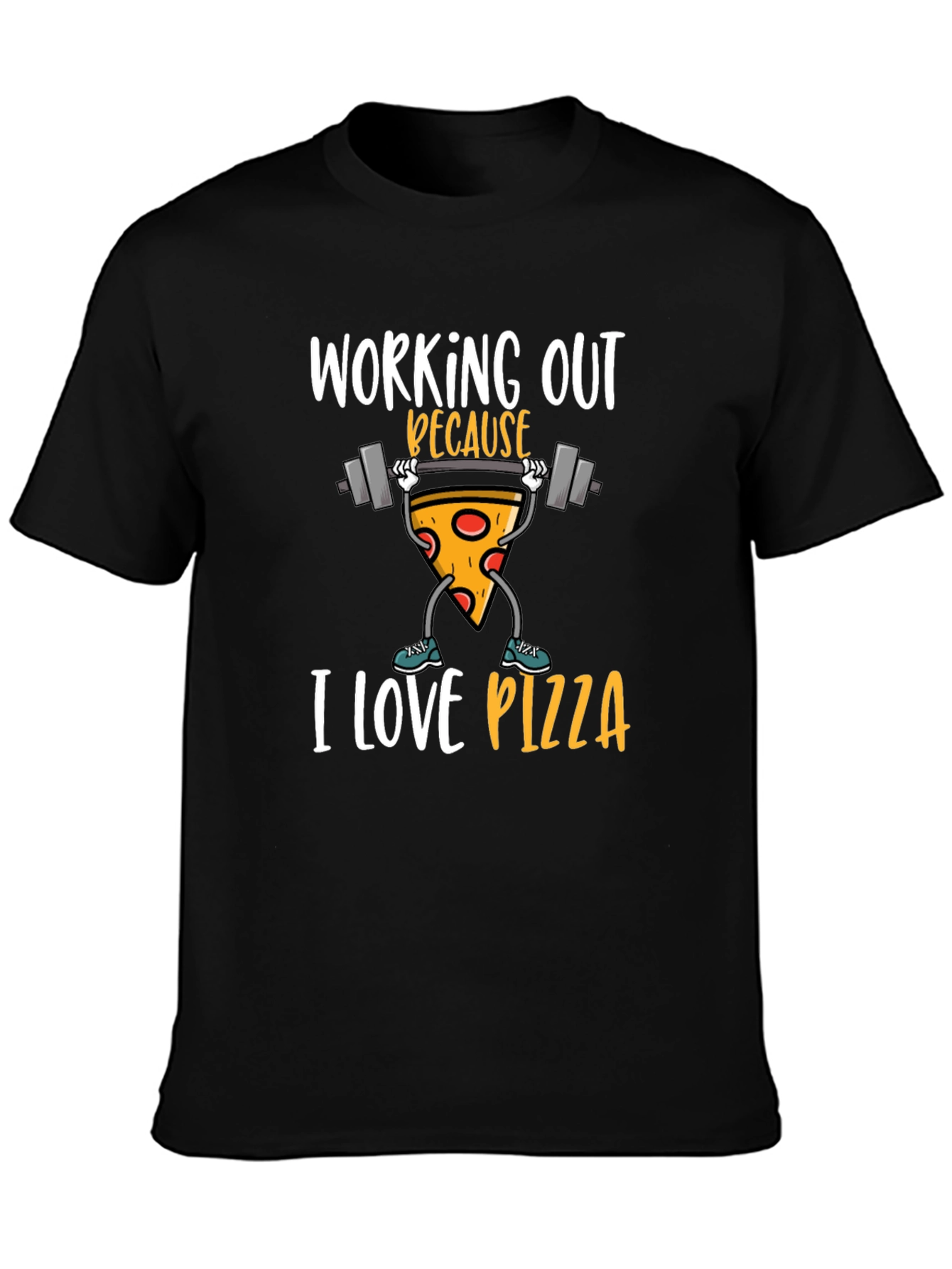 Black Funny Pizza Workout Graphic Tee view 3