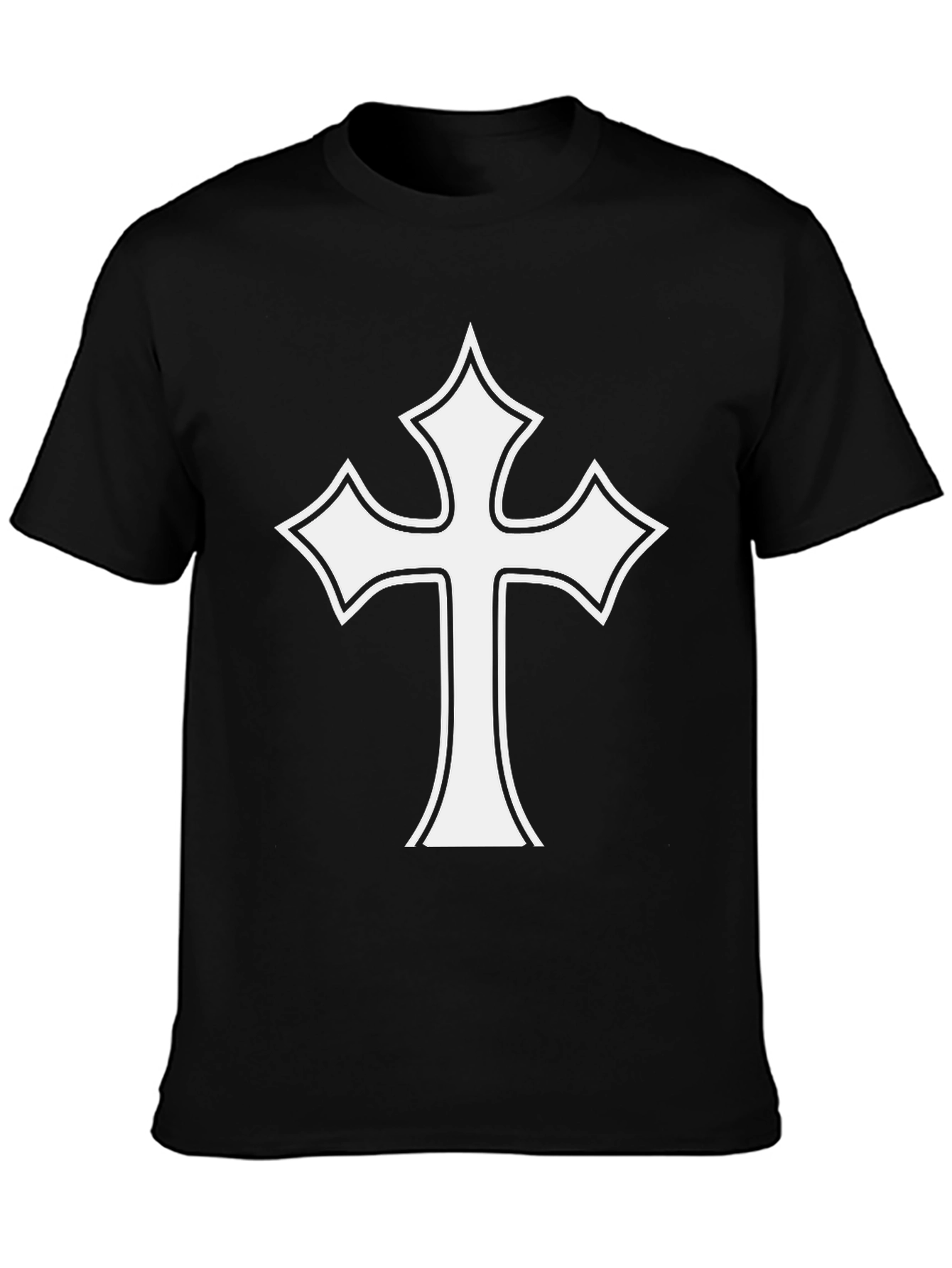 Black White Cross Graphic Black T-Shirt view 3