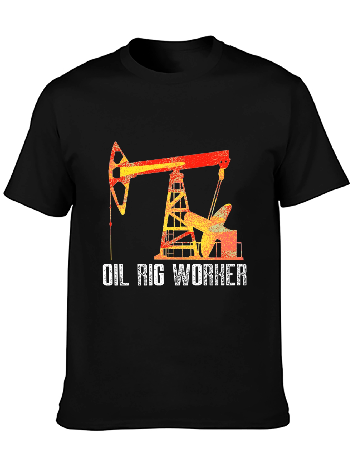 Black Oil Rig Worker Graphic T-Shirt - Black Crew Neck view 3
