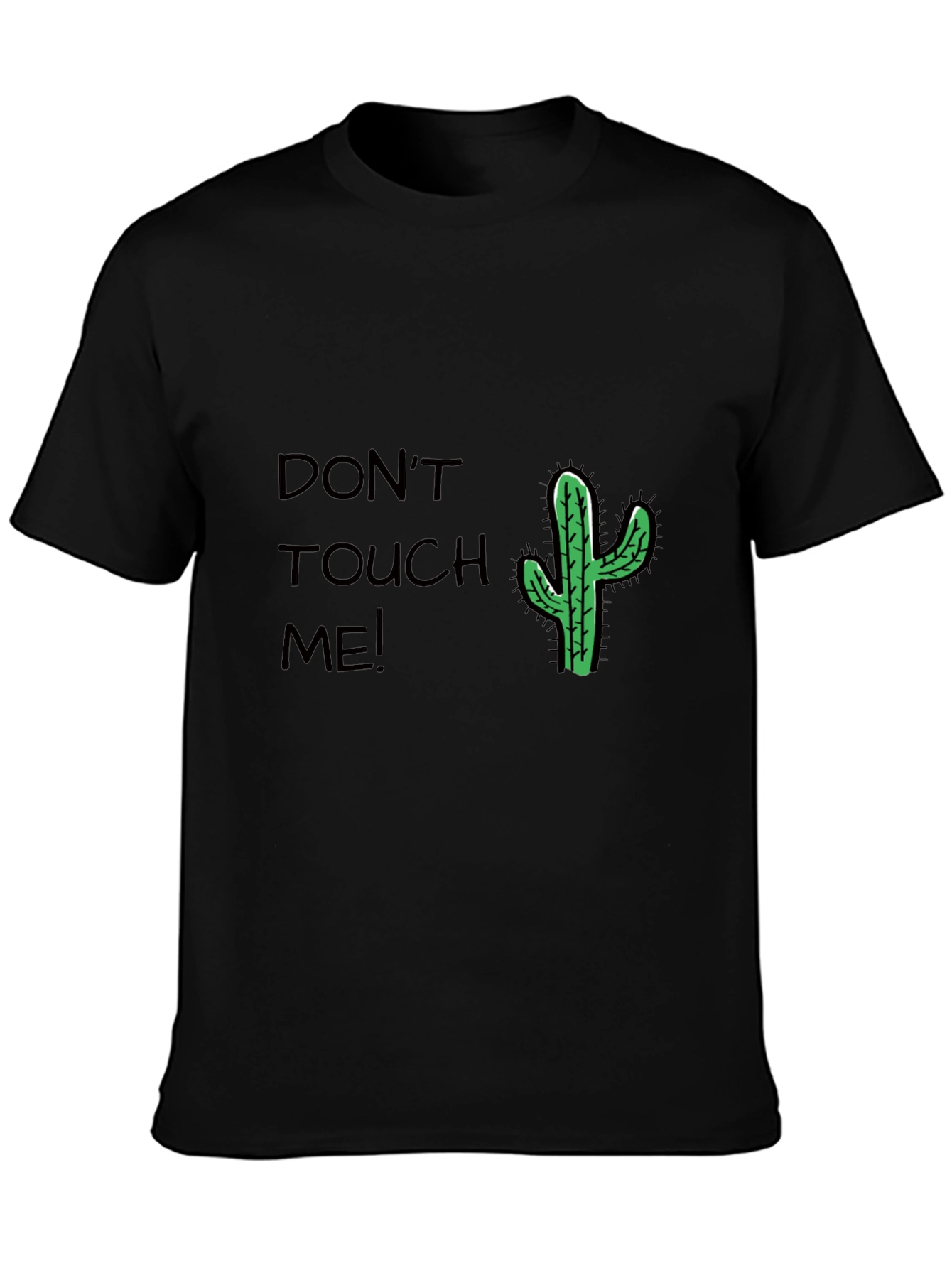 Black Don't Touch Me Cactus T-Shirt - Black Cotton Tee view 3