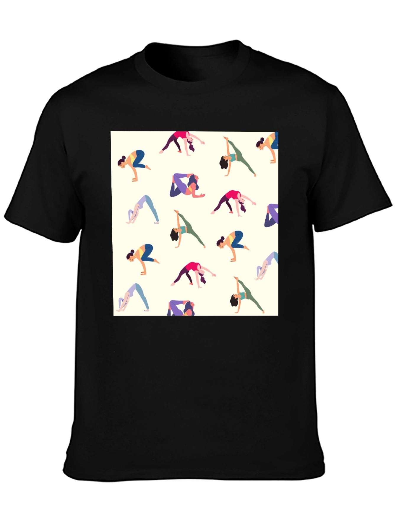 Black Yoga Patterned Tee - Black Graphic T-Shirt view 3