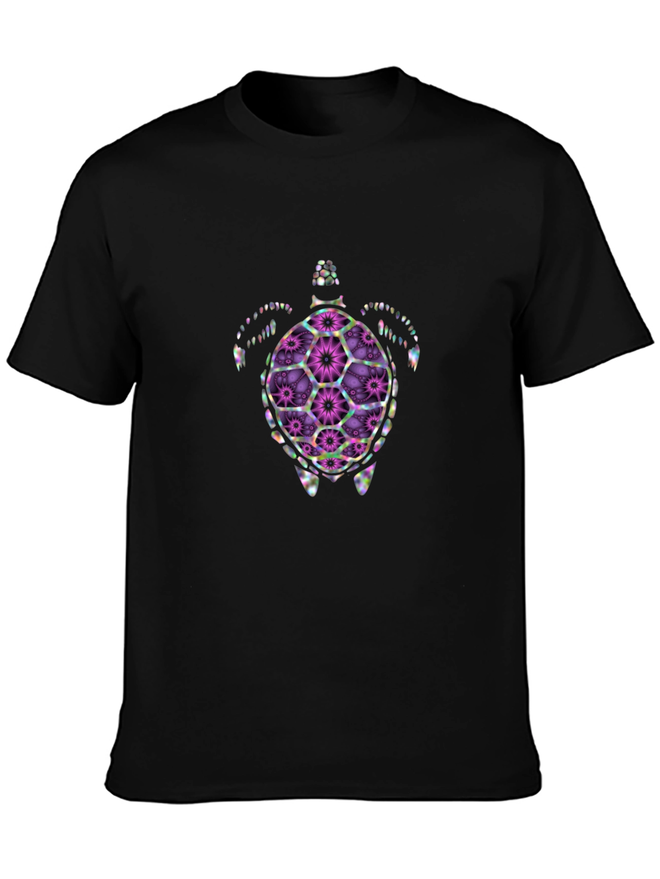 Black Floral Turtle Graphic T-Shirt view 3