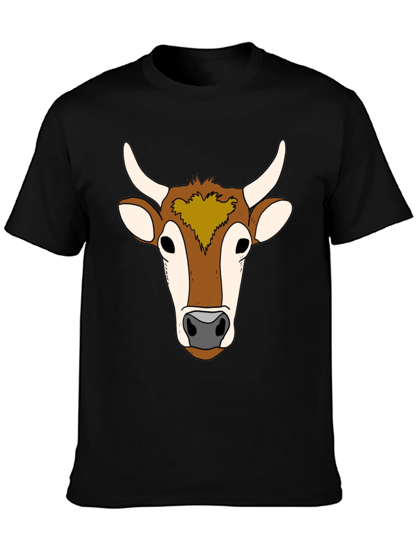 Black Cow Face Graphic Tee - Unisex Black T-Shirt view 3