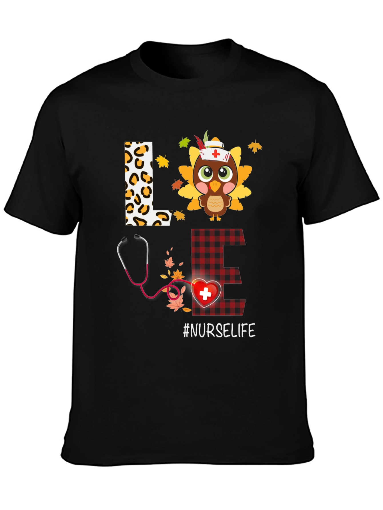 Black Nurse Life Thanksgiving T-Shirt view 3