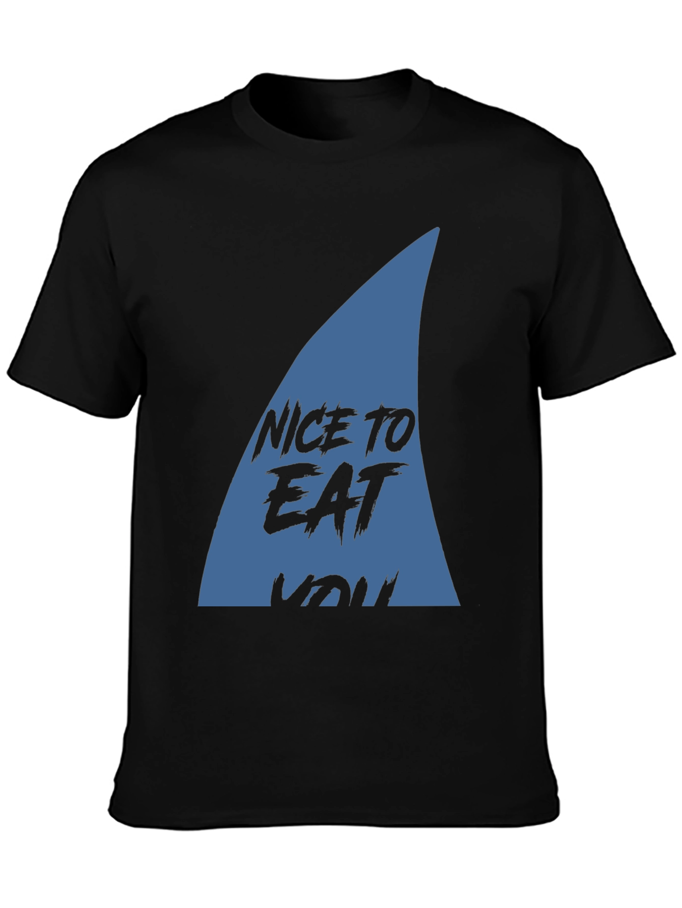 Black Nice to Eat You Shark Fin Graphic Tee view 3