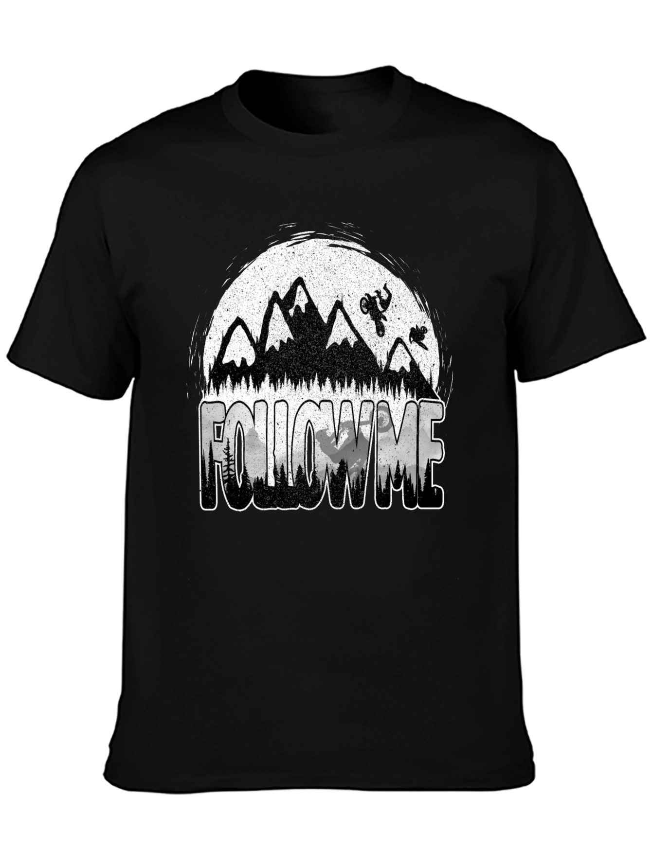 Black Follow Me Mountain Bike Graphic T-Shirt view 3