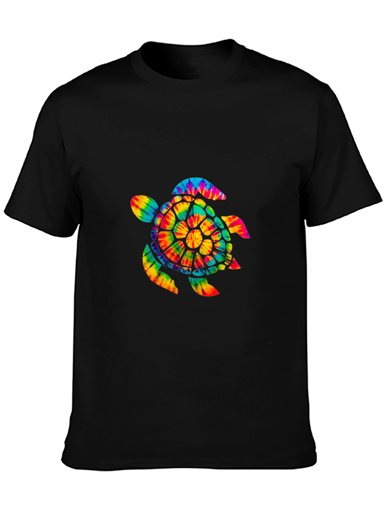 Black Tie-Dye Turtle Graphic Tee - Soft Cotton view 3