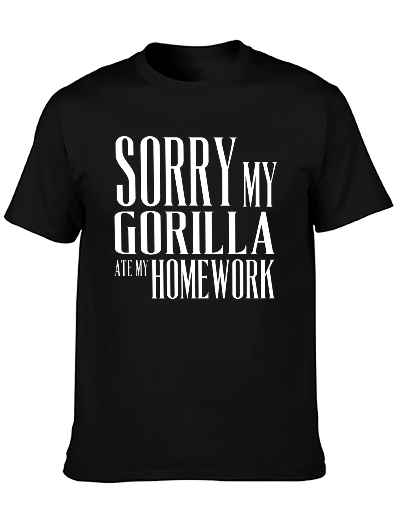 Black Sorry My Gorilla Ate My Homework Graphic T-Shirt view 3
