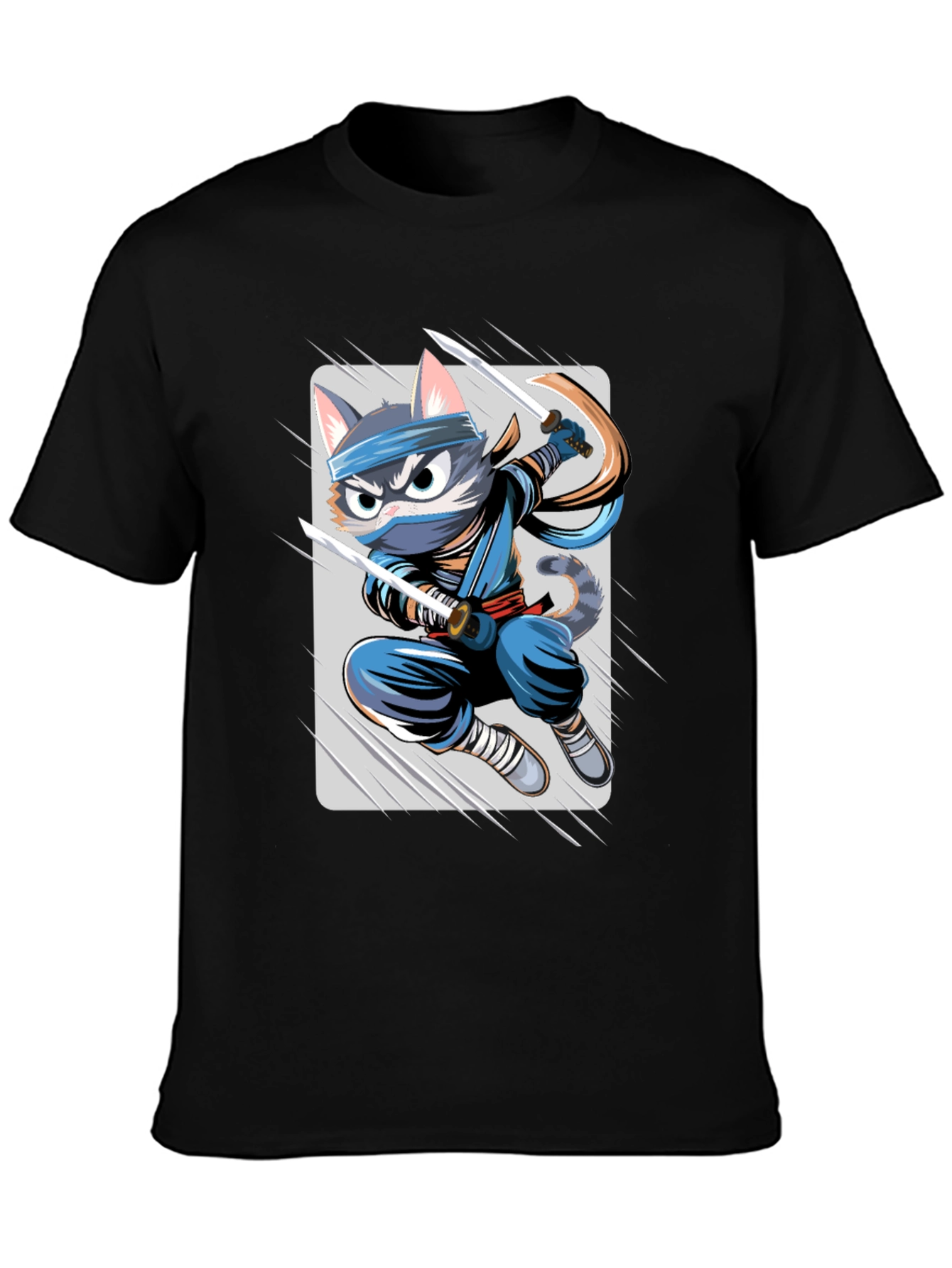 Black Ninja Cat T-Shirt - Unique Cartoon Graphic Tee view 3