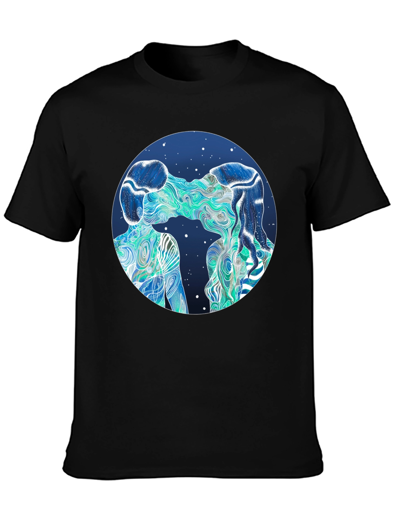 Black Abstract Lovers Graphic T-Shirt view 3