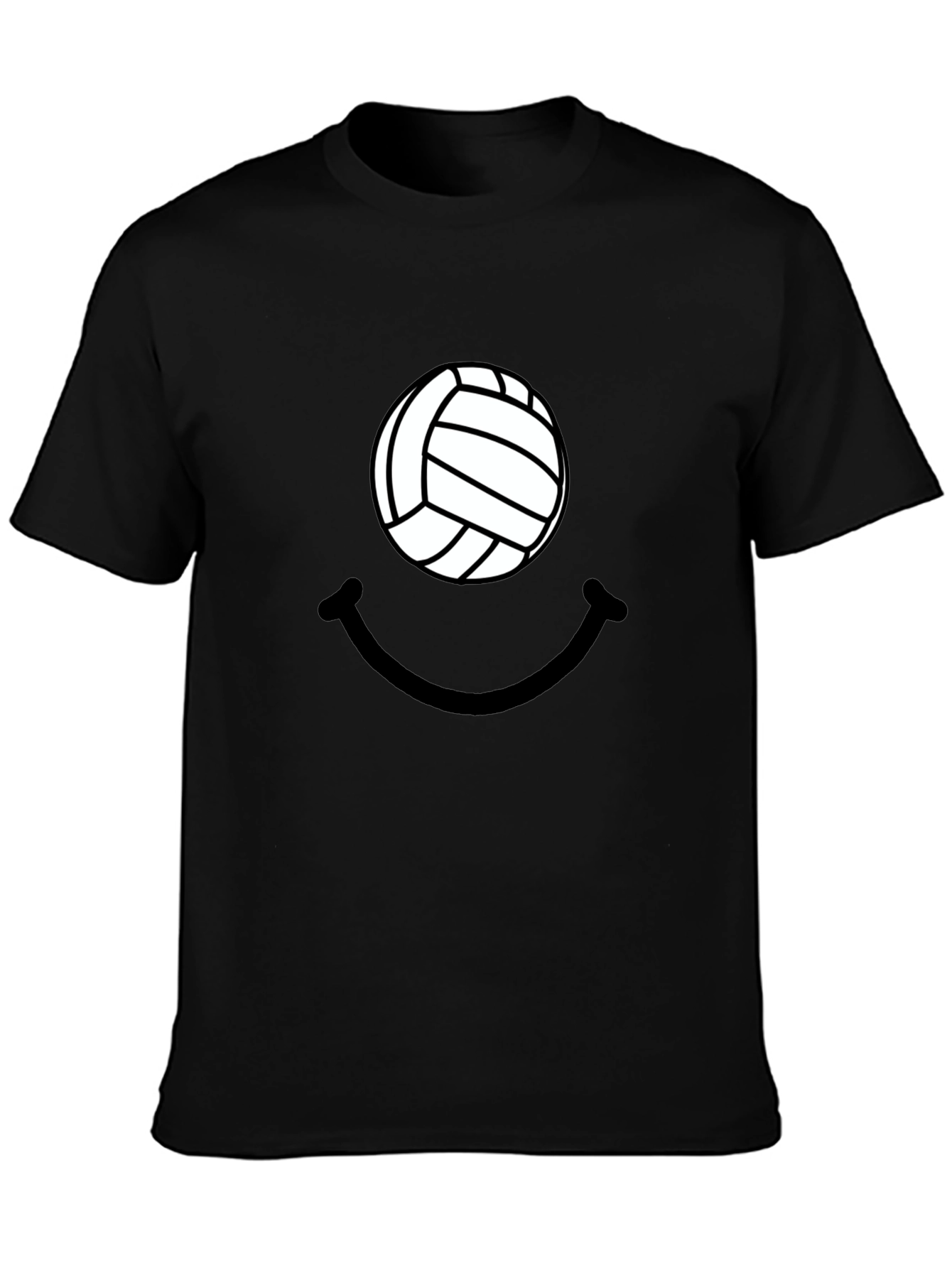 Black Volleyball Smiley Graphic Tee - Casual Comfort view 3
