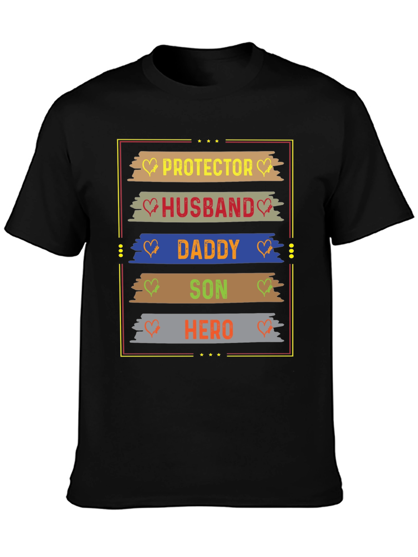 Black Protector Husband Daddy Hero Men's T-Shirt view 3