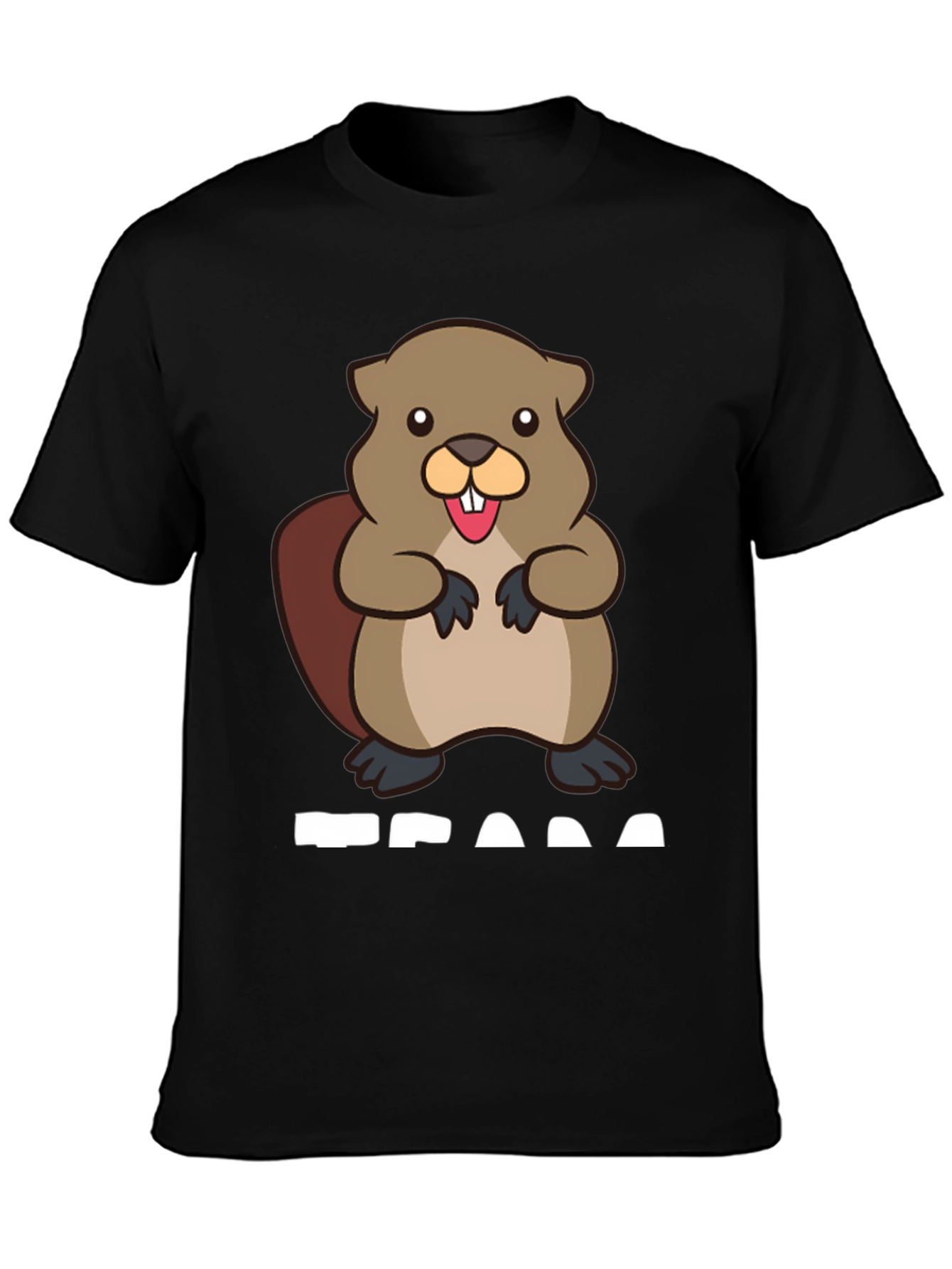 Black Funny Beaver Graphic T-Shirt - Unisex Black Tee view 3