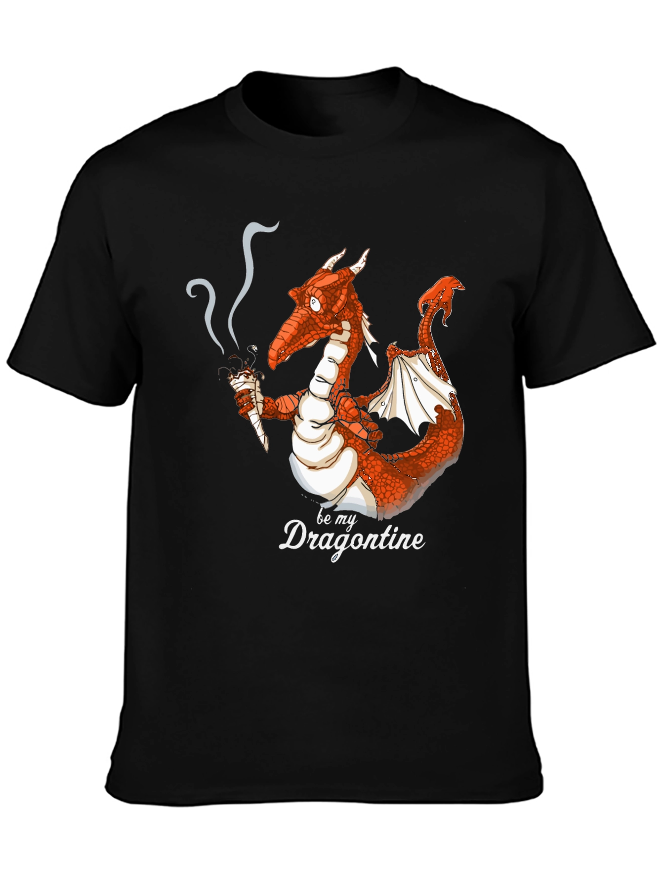 Black Dragon Smoking Ice Cream Funny Graphic Tee view 3