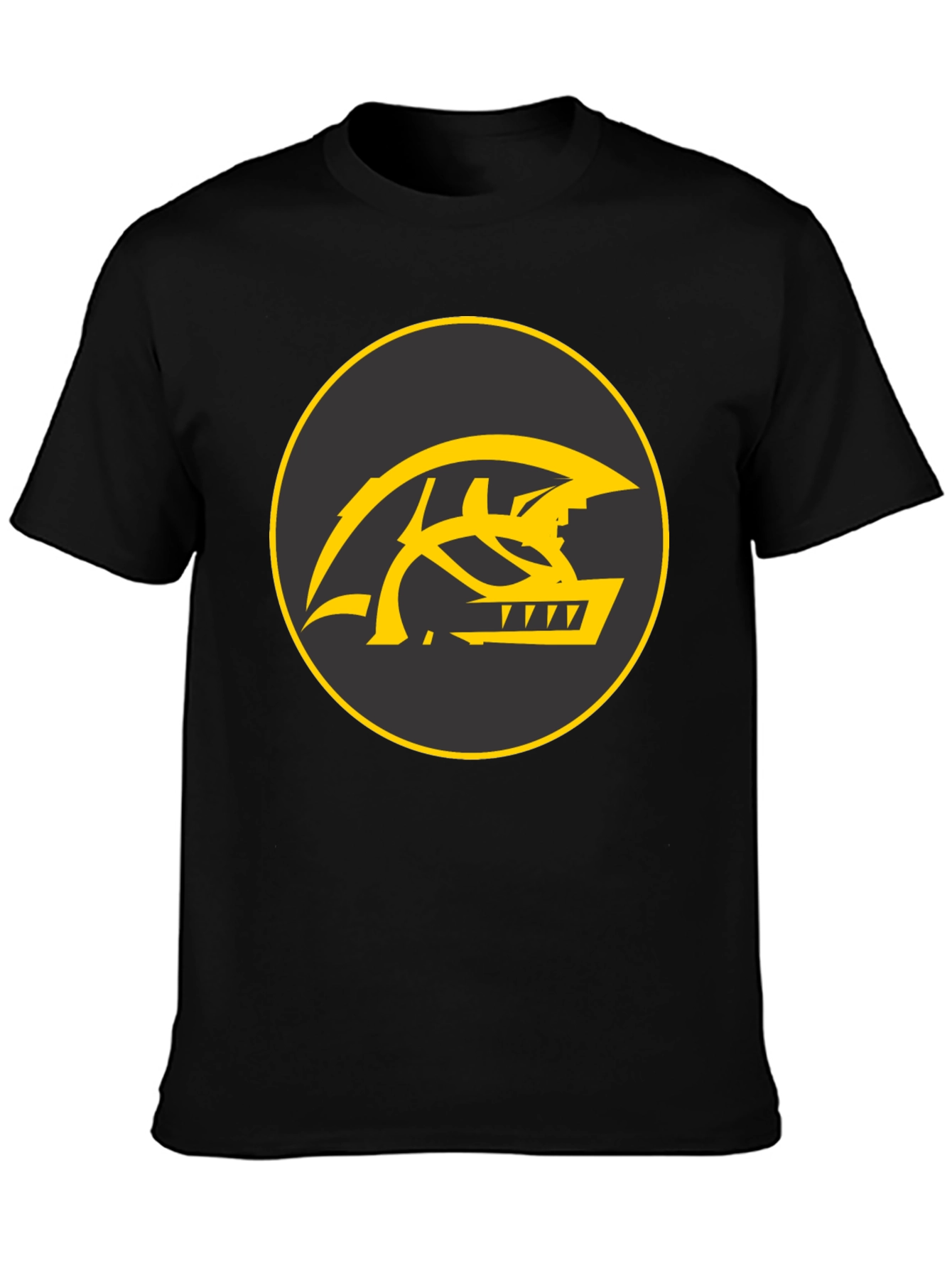 Black Men's Black T-Shirt with Yellow Monster Logo view 3