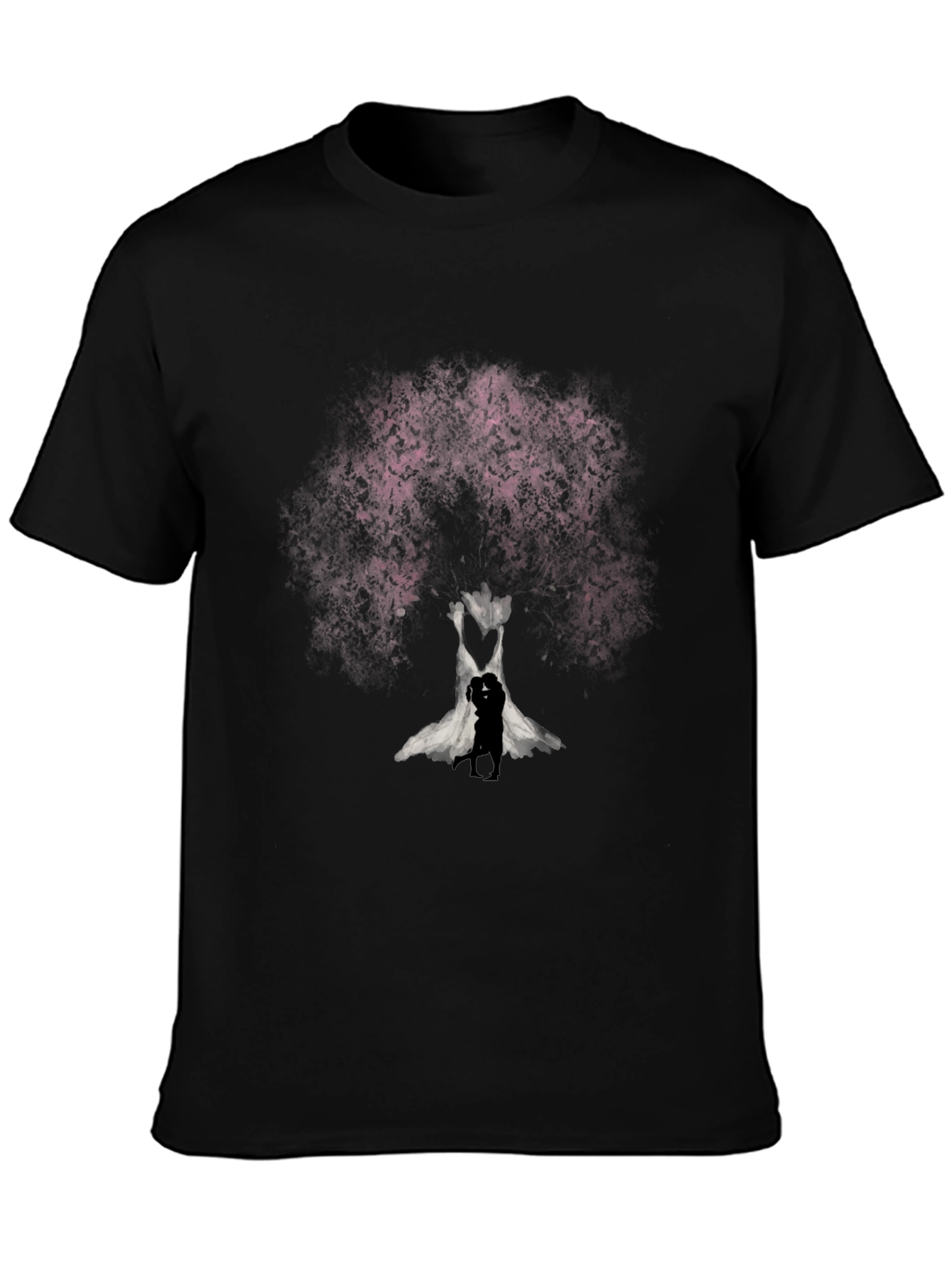 Black Love Tree Graphic Tee - Unique Romantic Design view 3