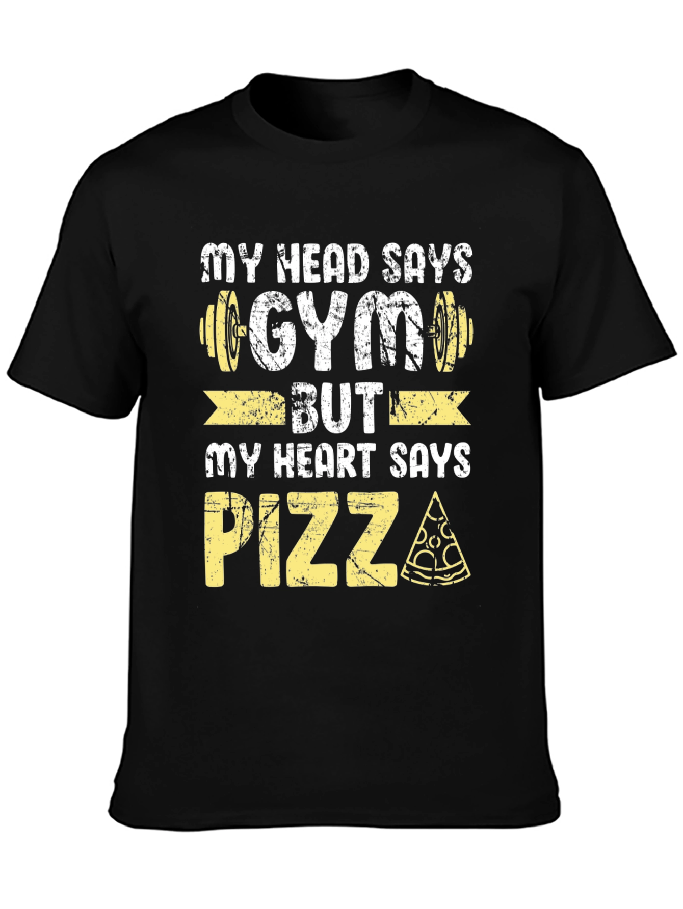 Black Gym vs. Pizza Graphic Tee - Funny Workout Shirt view 3