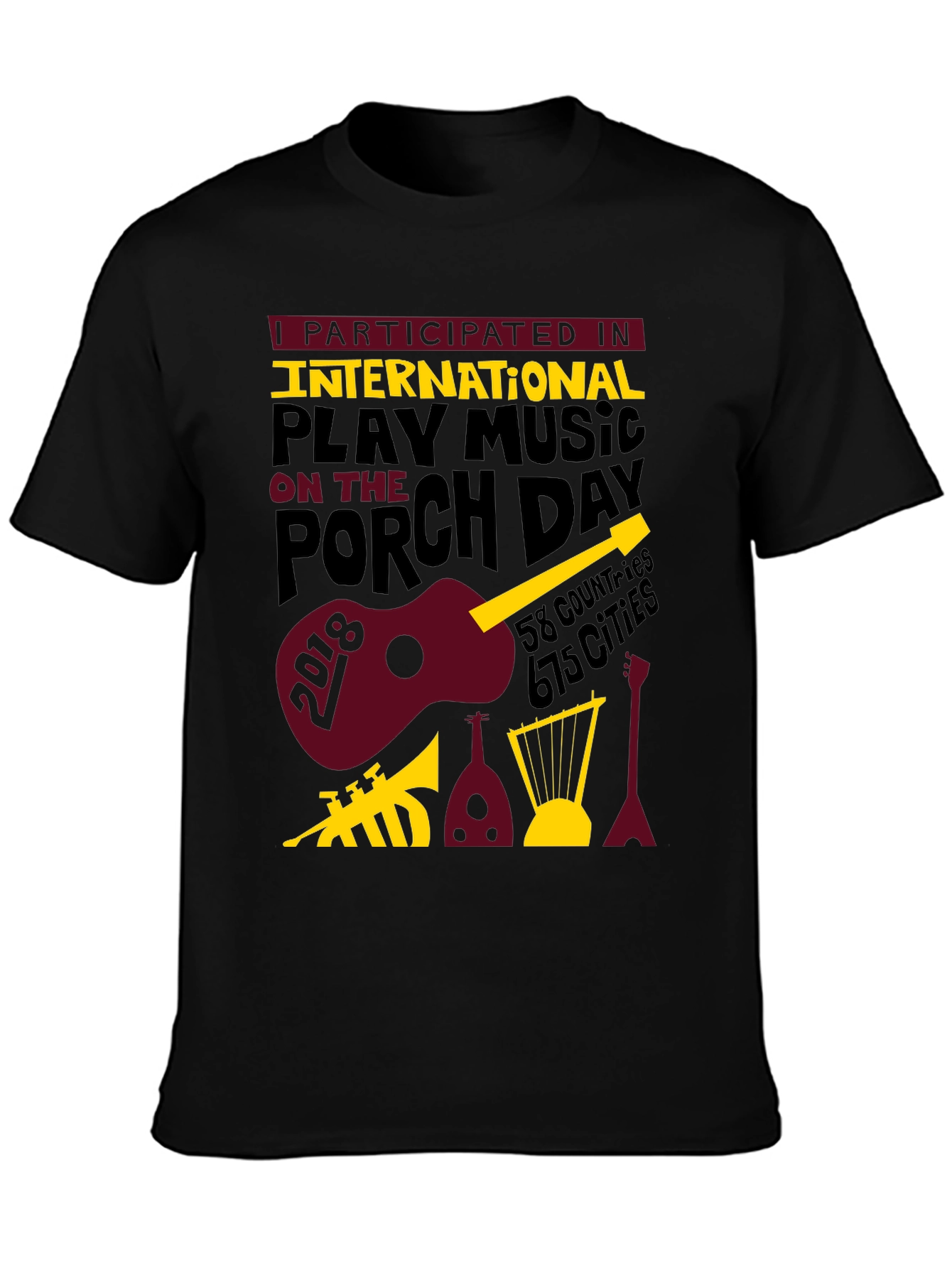 Black International Play Music On The Porch Day T-Shirt view 3