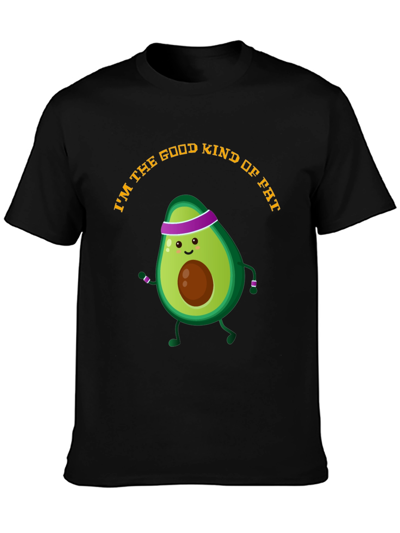 Black Avocado Gym Humor T-Shirt - Good Kind of Fat view 3