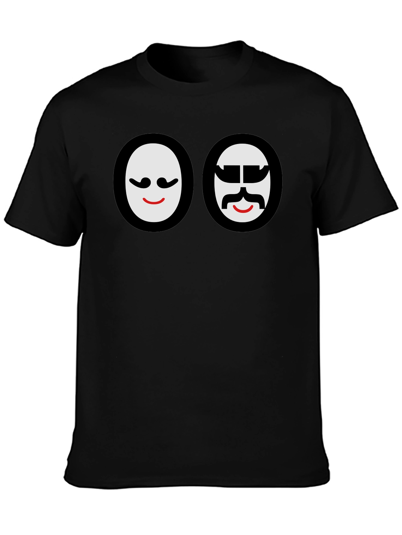 Black Funny Faces Graphic Black T-Shirt view 3