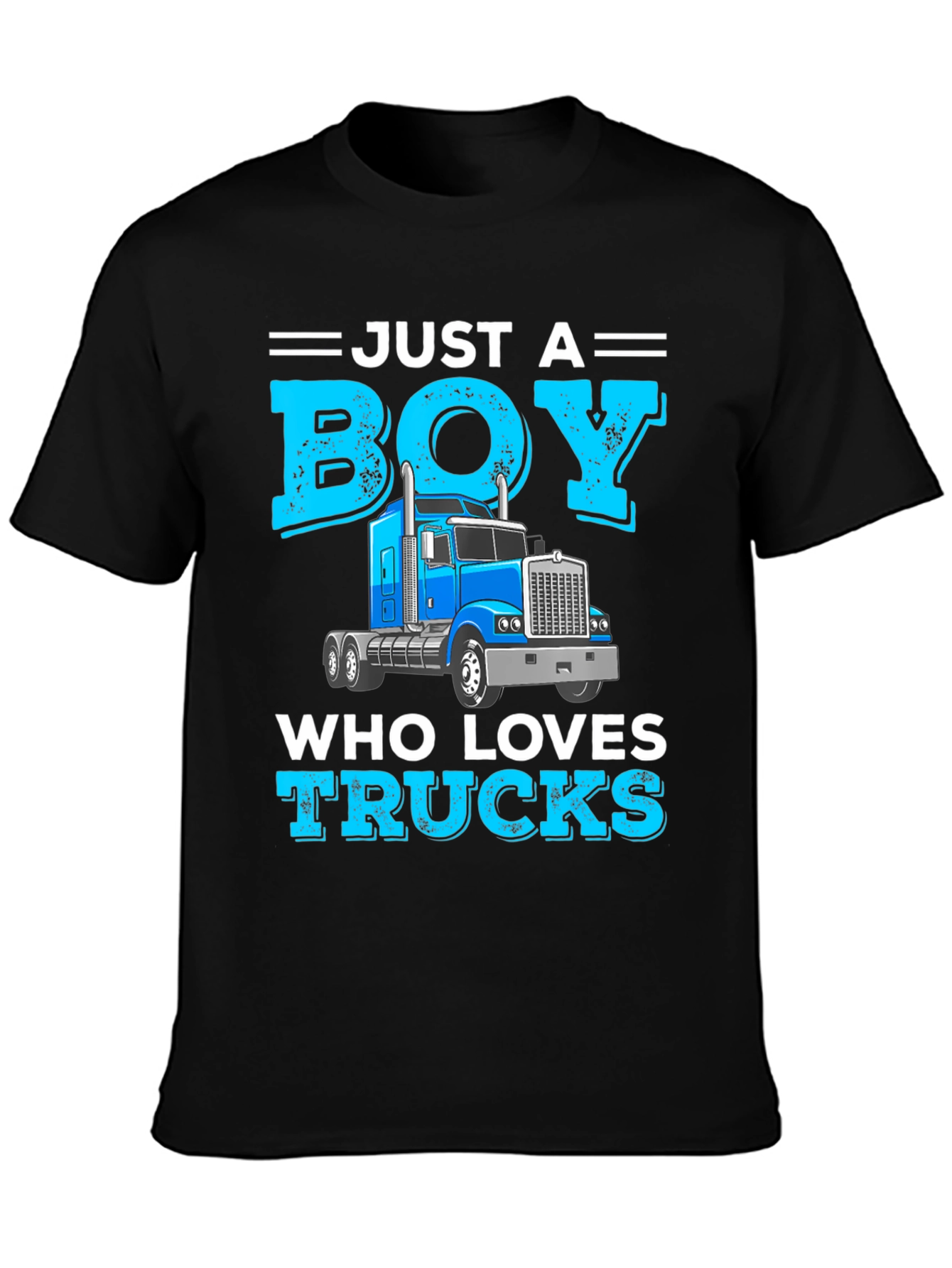 Black Just a Boy Who Loves Trucks T-Shirt view 3
